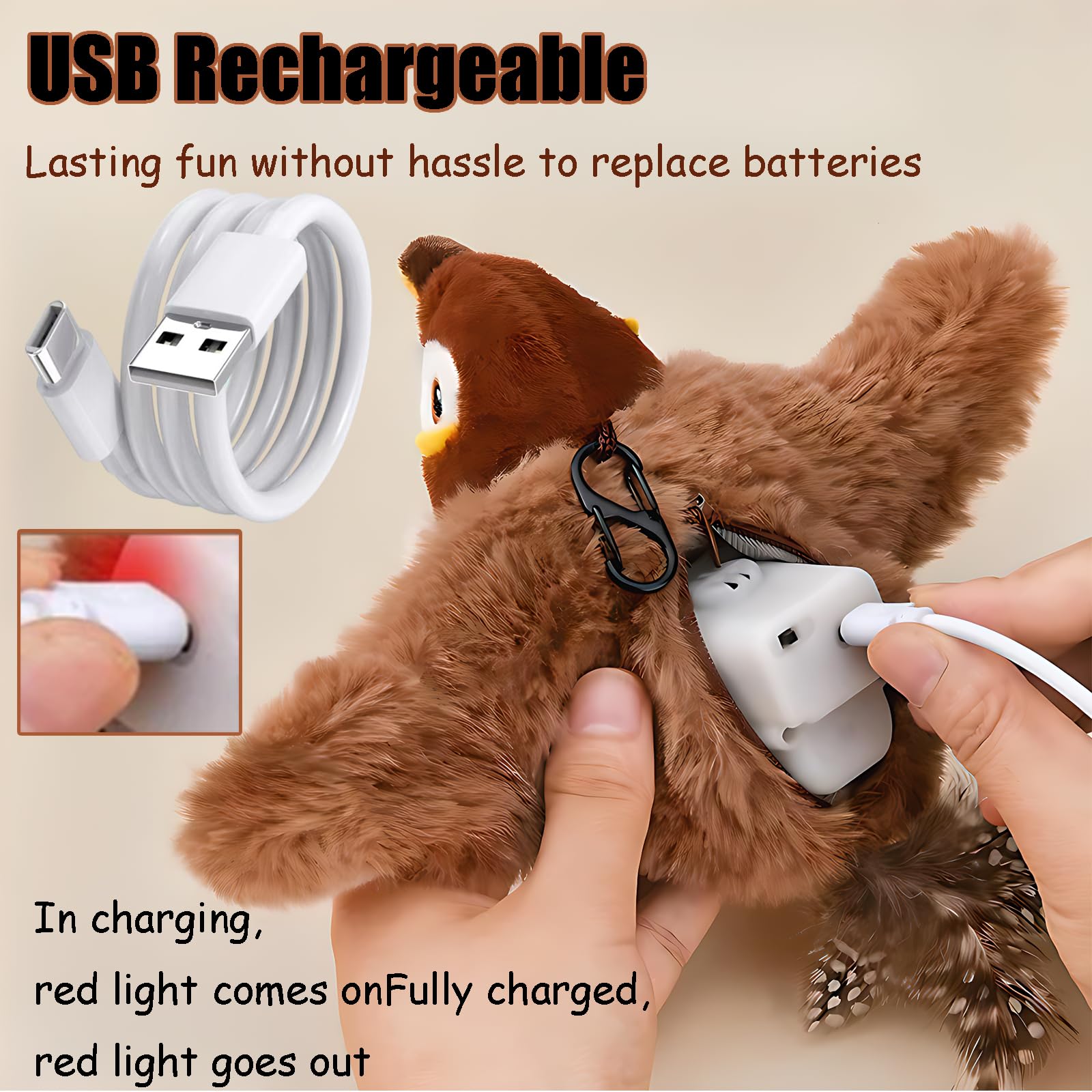 Interactive Flappy Chase Cat Toy with Flapping Wings & Chirping Sound - Electric Sparrow Simulation Bird for Playful Cats - Perfect for Indoor Play & Exercise (1PCS)