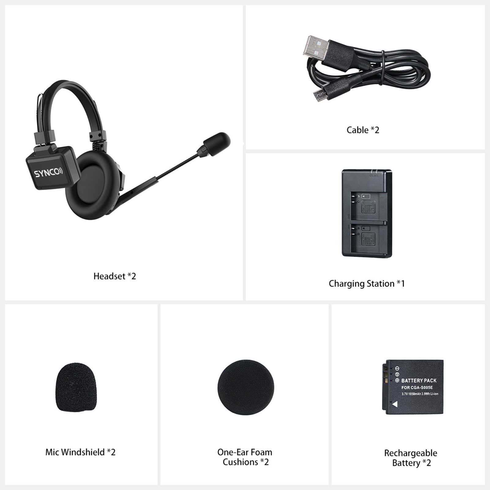 SYNCO Xtalk X2 Wireless Intercom Headset System - 2-Person 2.4G Headset with Microphone, Built-in Battery, 350M/1148ft Range, 3.5mm Real-Time Monitoring - Perfect for Filmmaking, Live Broadcasting, Church Services & Construction Communication