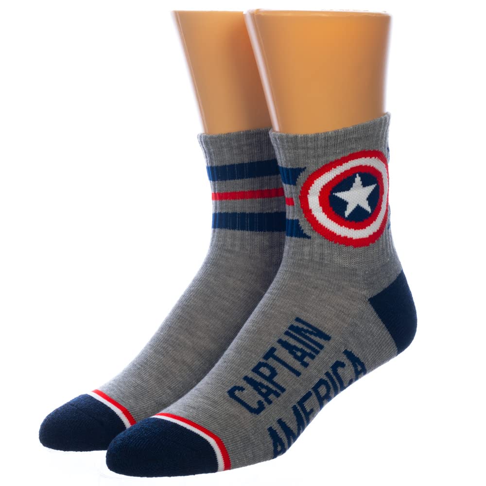 Marvel Quarter Men's 3-Pack Cotton Crew Socks - Superhero Graphic Ankle Socks for Casual Wear, Gym & Everyday Comfort
