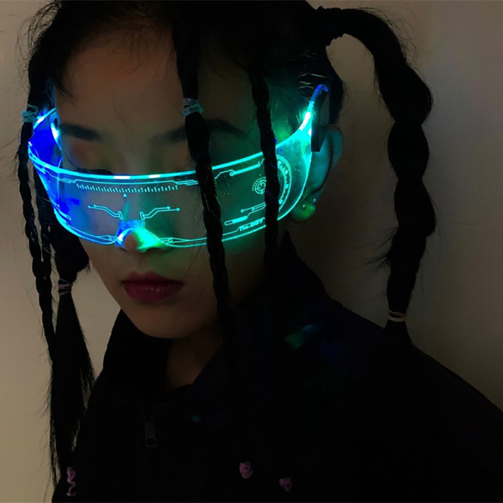 Cyberpunk LED Light Up Glasses - 7 Color Changing Futuristic Glasses for Men & Women | Perfect for Halloween, Christmas, Rave Parties & Cosplay Events