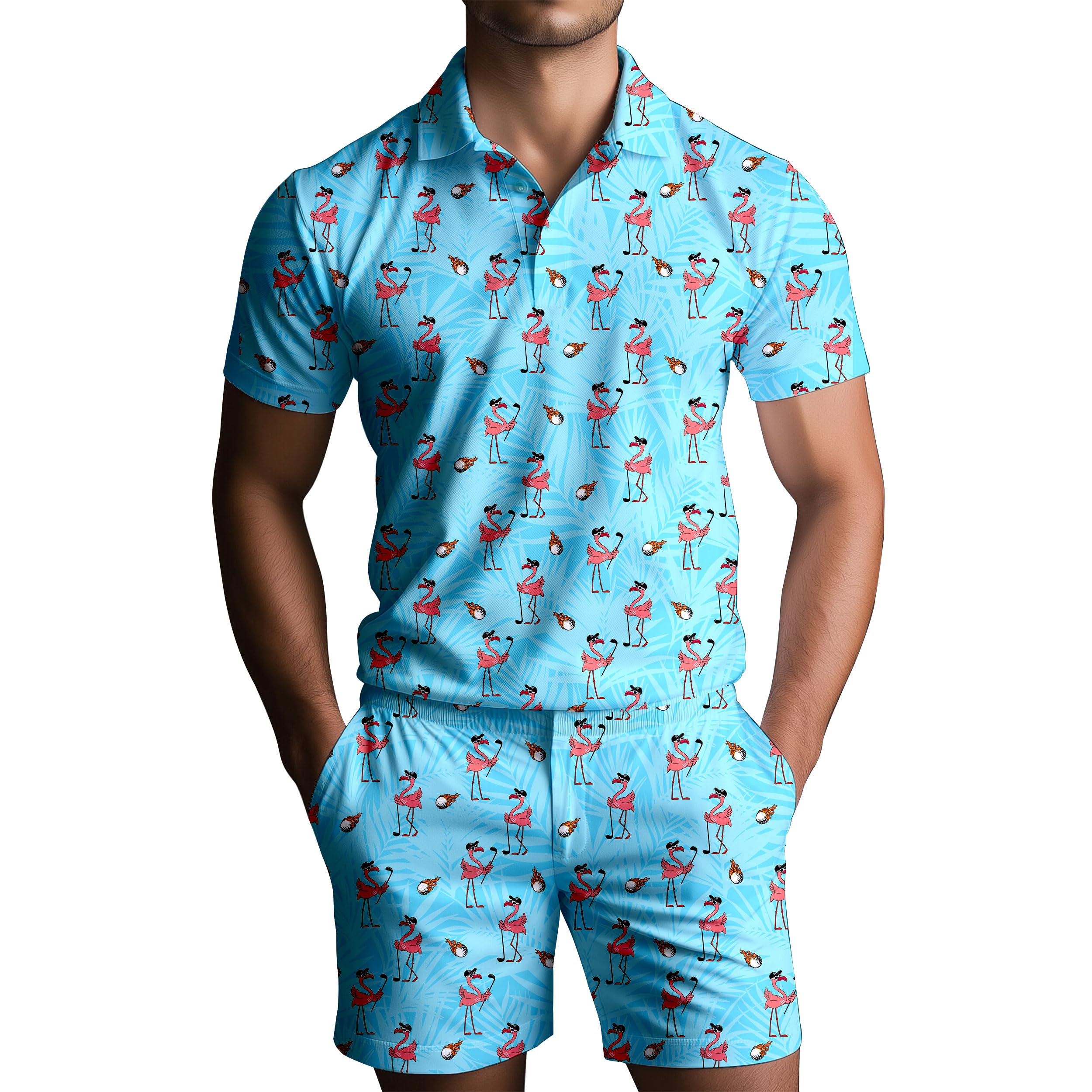 **Men's 2-Piece Short Sets - Summer Casual Tracksuits & Funny Golf Shirts with Shorts | Perfect for Golfing, Lounging & Outdoor Activities**    *(Note: 