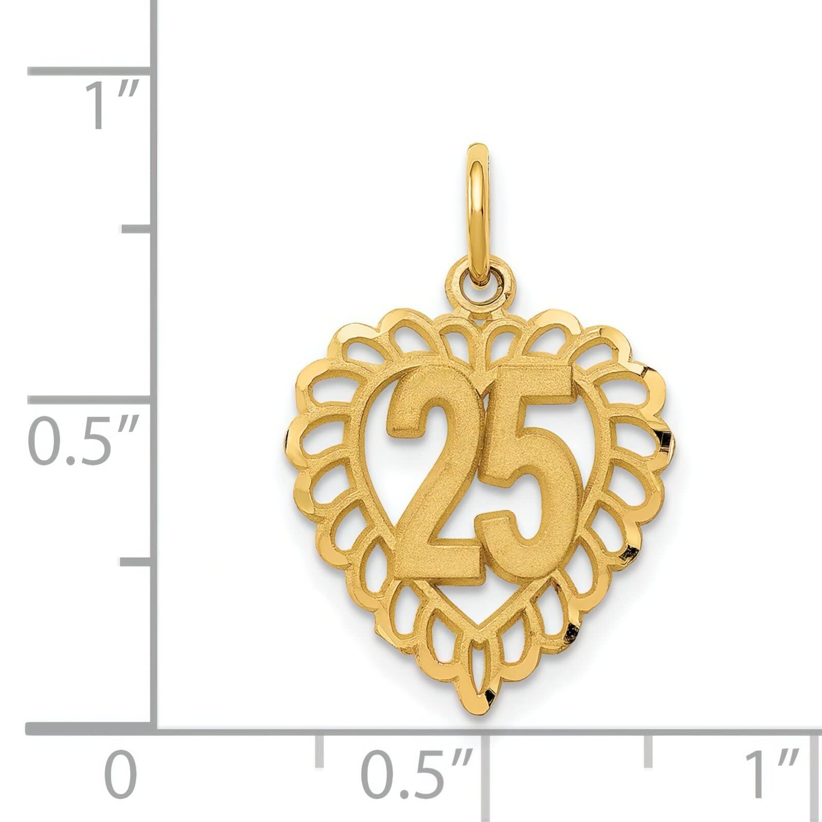FindingKing 14K Gold 25 in a Heart Charm Necklace - Elegant Gift for Women, Valentine's Day, Anniversary & Special Occasions