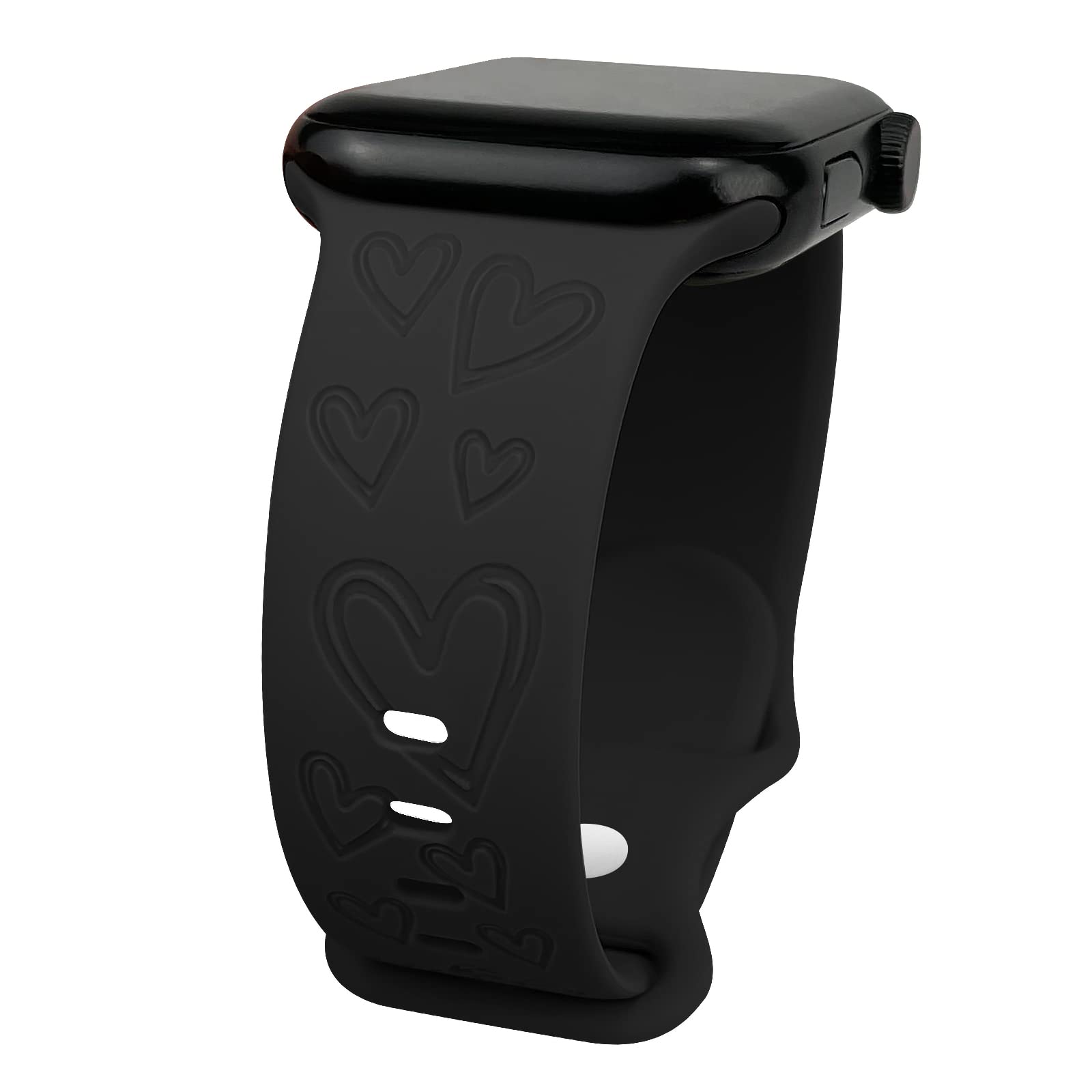TopPerfekt Heart Engraved Bands for Apple Watch 38mm 40mm 41mm - Soft Silicone Waterproof Sport Strap Compatible with iWatch Series 7/6/5/4/3/2/1/SE - Perfect for Women's Workout, Running & Daily Wear