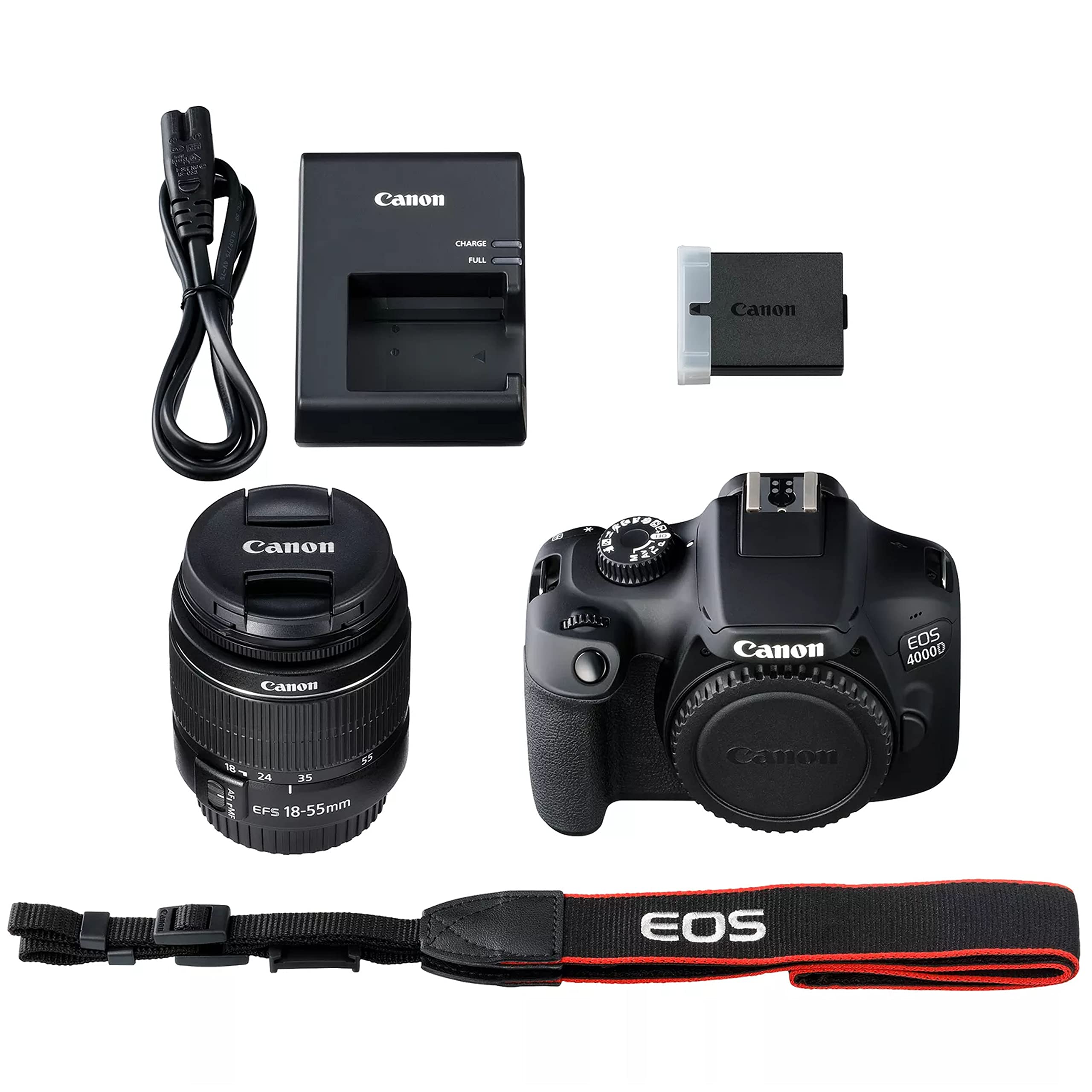 Canon 4000D (EOS Rebel T100) DSLR Camera Bundle with EF-S 18-55mm Lens, 64GB Card, Case, Tripod & 24pc Accessories - Perfect for Beginners, Travel Photography & Vlogging (Renewed)