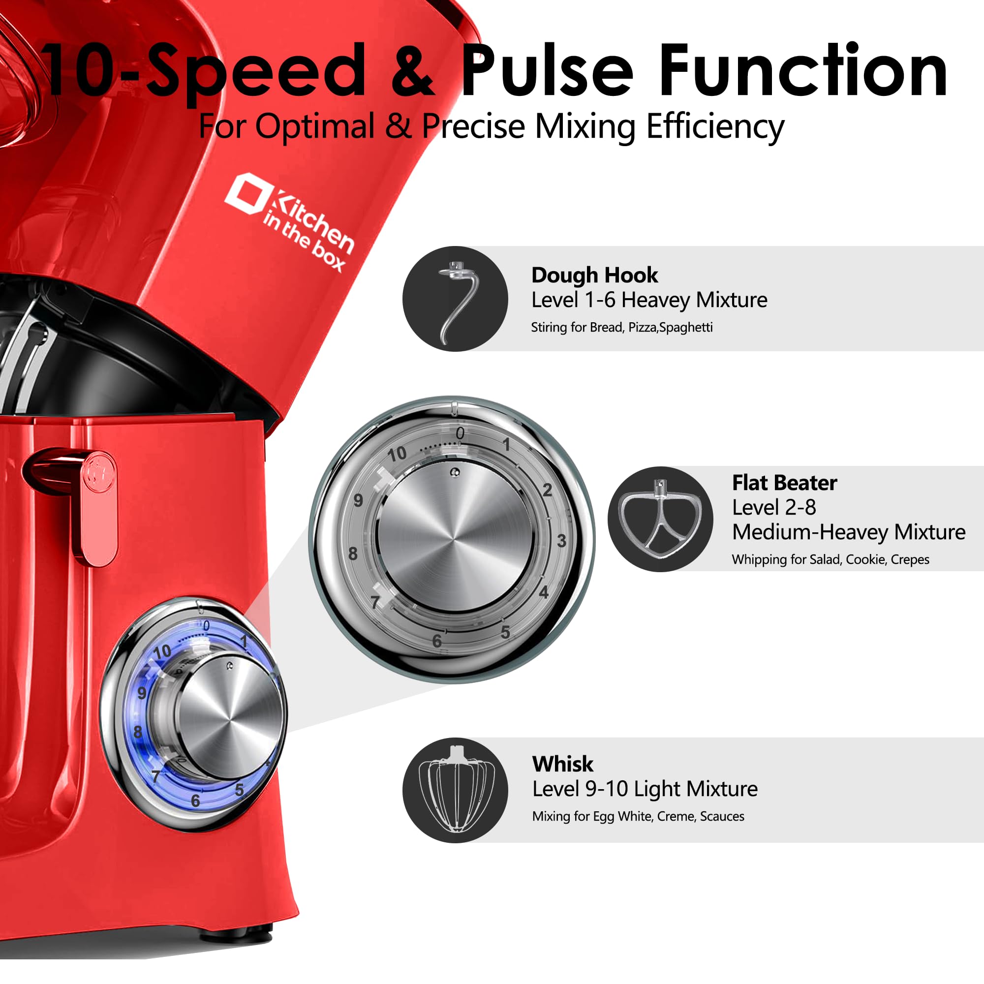 900W 8.5QT Stand Mixer with 10-Speed & Accessories - Perfect for Baking & Cooking
