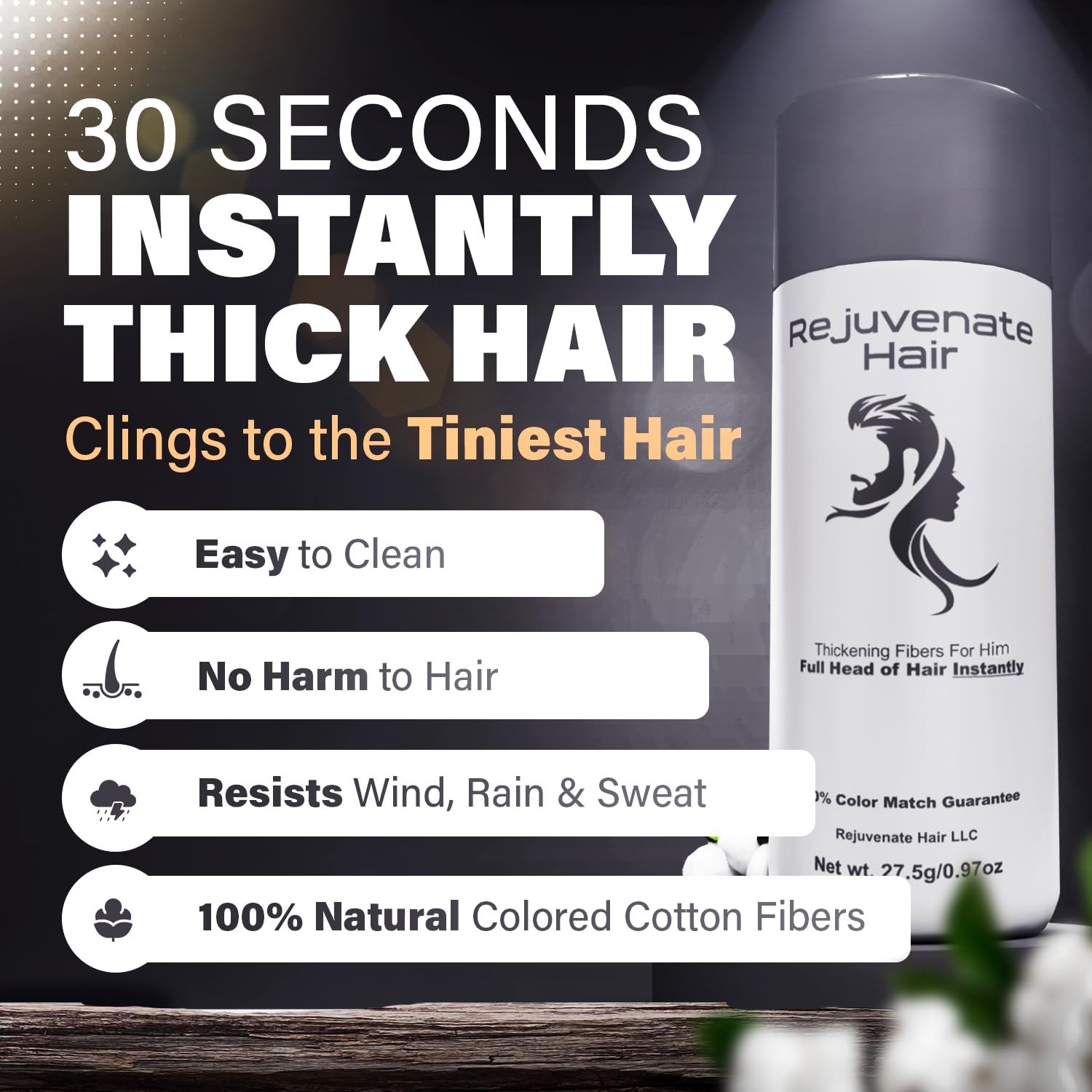 Dark Brown Hair Fibers for Thinning Hair - 100% Natural Undetectable Hair Building Powder for Men & Women | Conceals Bald Spots & Hair Loss | 2 Month Supply | Perfect for Daily Use, Work, and Social Events