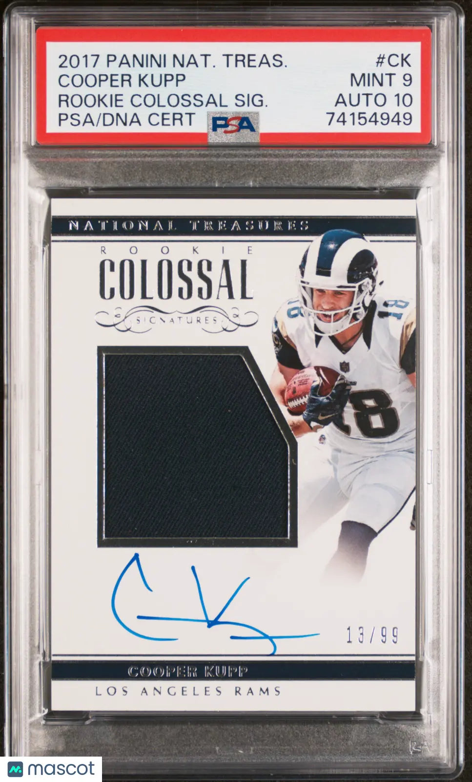 2017 Panini National Treasures Football Rookie Colossal Auto Patch Cooper Kupp PSA 9 /99 - Rare Collectible for NFL Fans & Sports Memorabilia Enthusiasts - Perfect for Display, Investment & Fantasy Football Decor