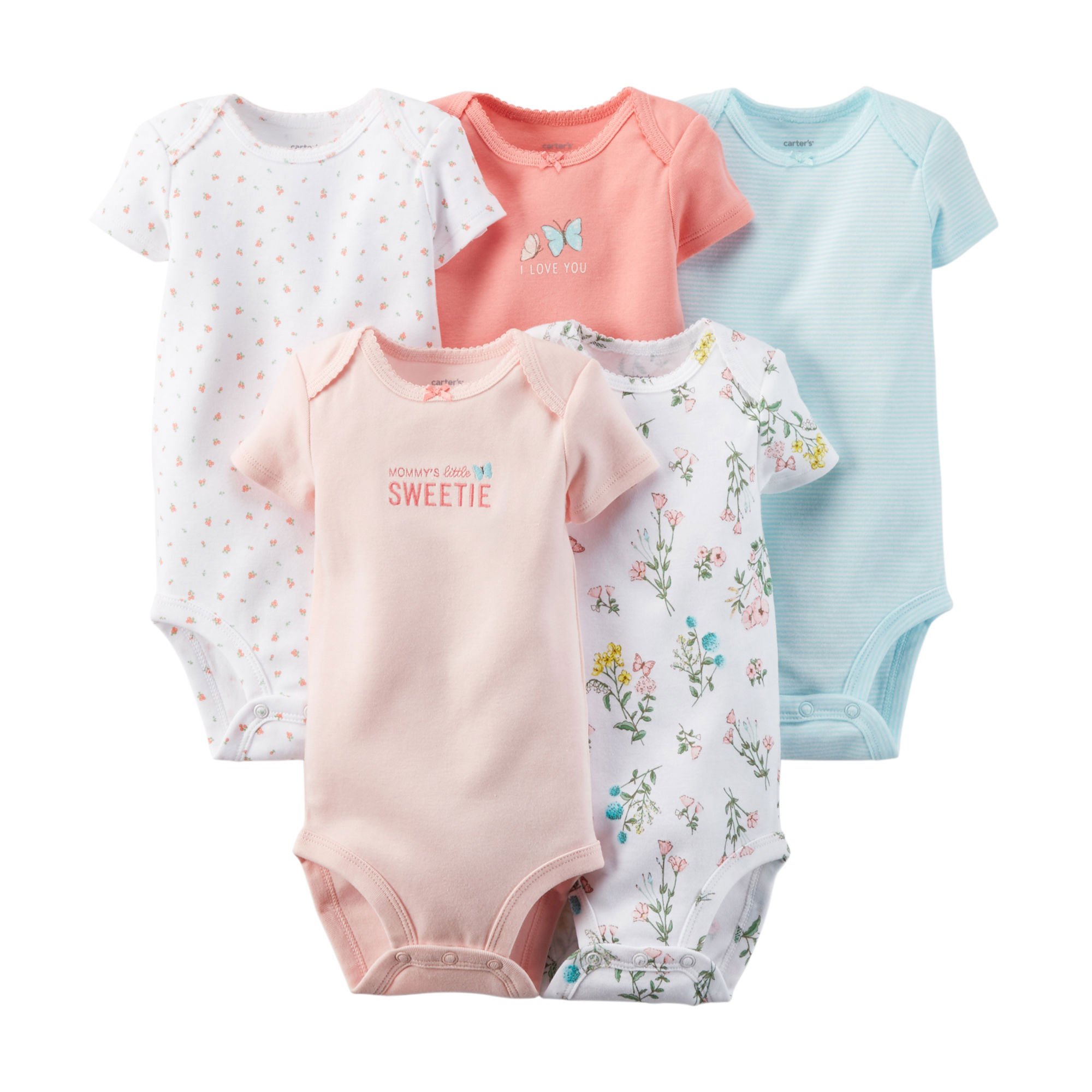 Carters Baby Girls Floral Bodysuits - Soft Cotton Onesies for Infants 0-24 Months | Perfect for Playtime, Nursery & Photo Shoots