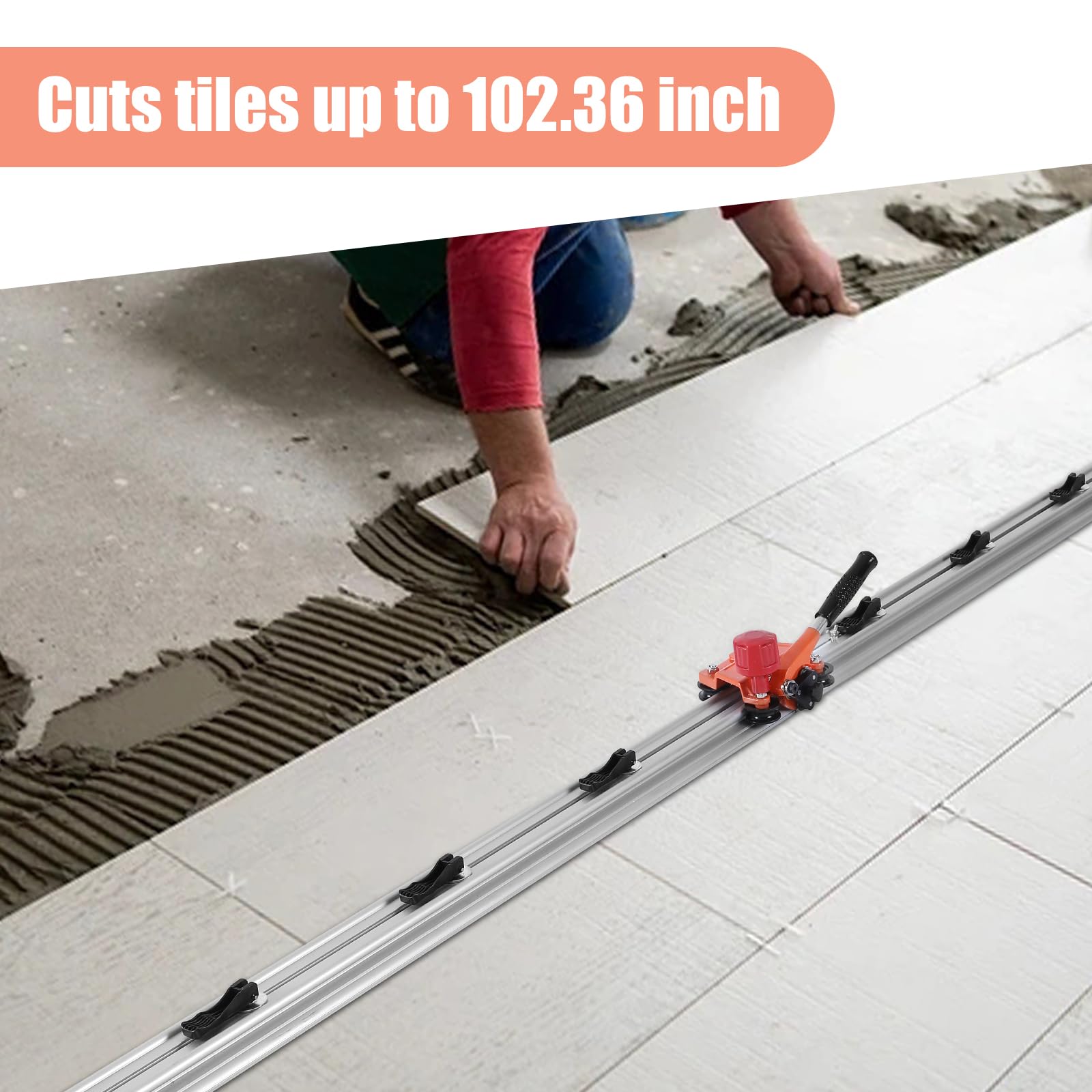 Flytohom 102-Inch Large Format Tile Cutter with Carrying Case - Manual Porcelain & Ceramic Tile Cutter for 0.12