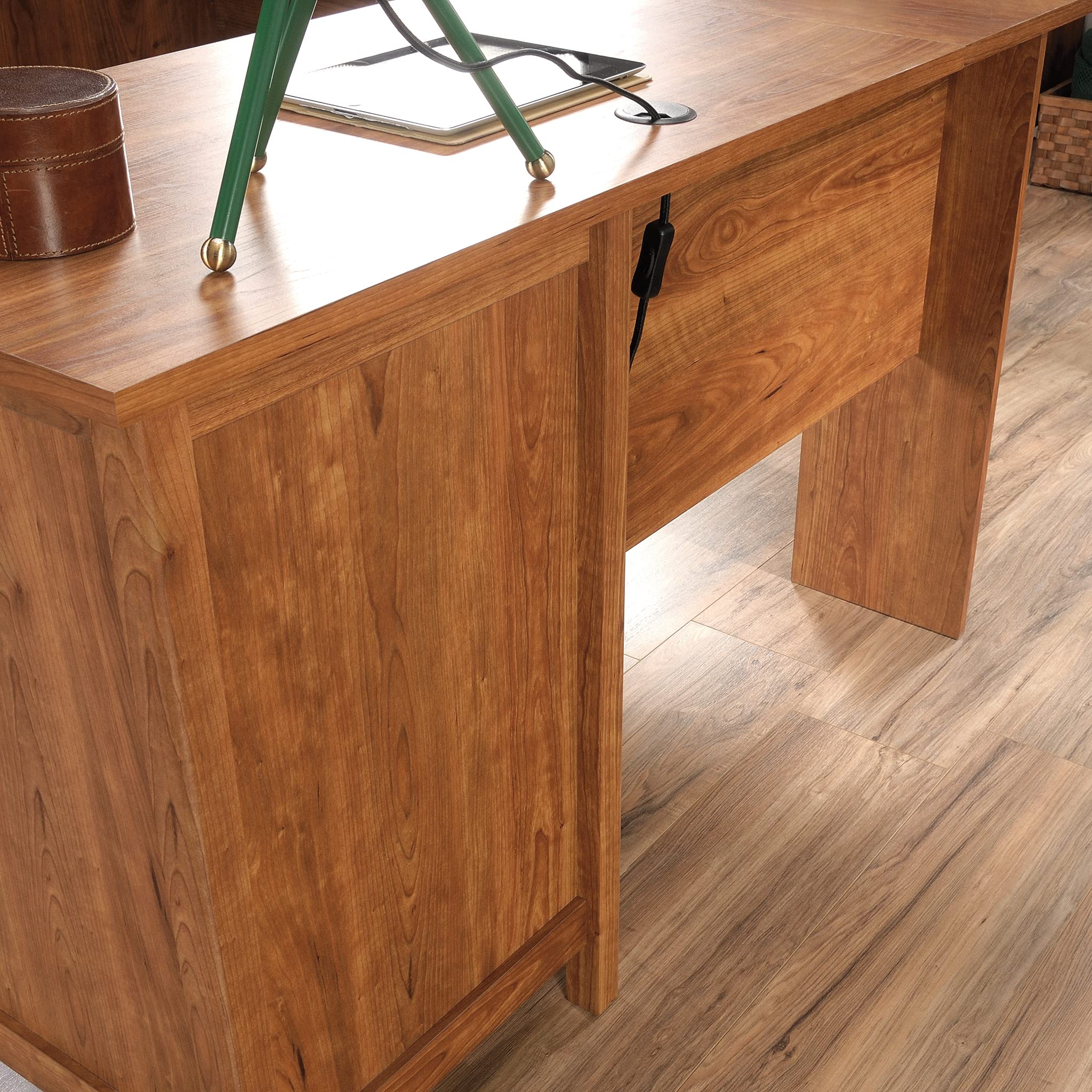 Sauder Union Plain Shaker Style L-Shaped Desk with File Drawer - Prairie Cherry Finish - Home Office Furniture for Small Spaces & Workstations - Perfect for Remote Work & Study