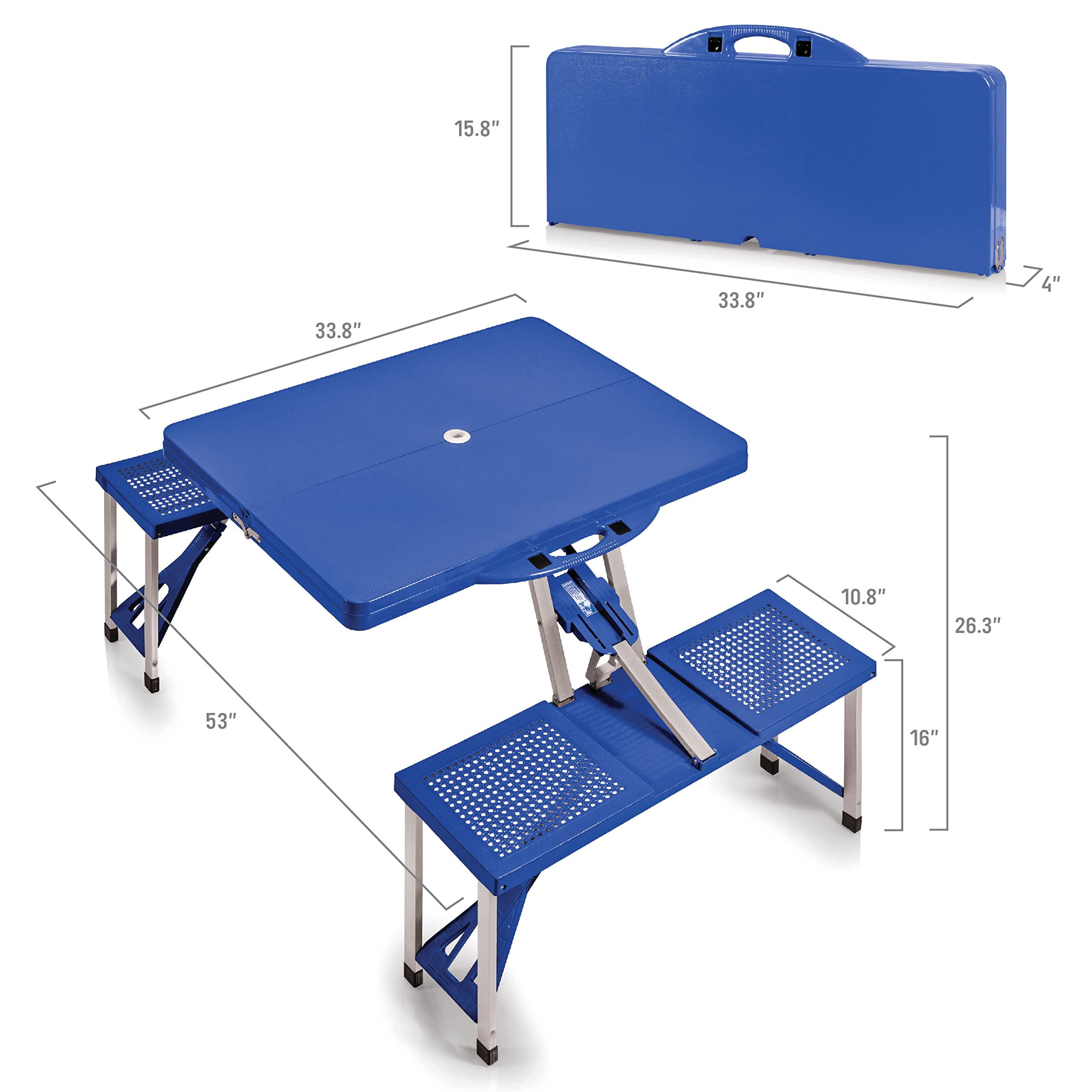 PICNIC TIME NFL Portable Folding Picnic Table with Seats and Umbrella - Perfect for Tailgating, Beach Outings, and Outdoor Gatherings