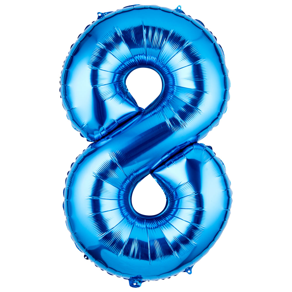Balloonify Blue Mylar Number 8 Balloon - 40 Inch Large Foil Balloon for Birthday Parties, Anniversaries & Celebrations (1 Count Box)