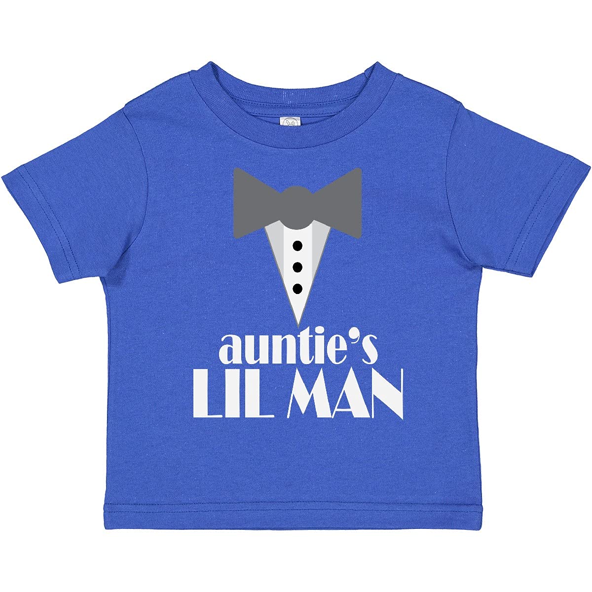 Inktastic Auntie Lil Man Tuxedo Front Toddler T-Shirt - Cute Formal Baby Boy Outfit for Parties, Photos & Special Occasions