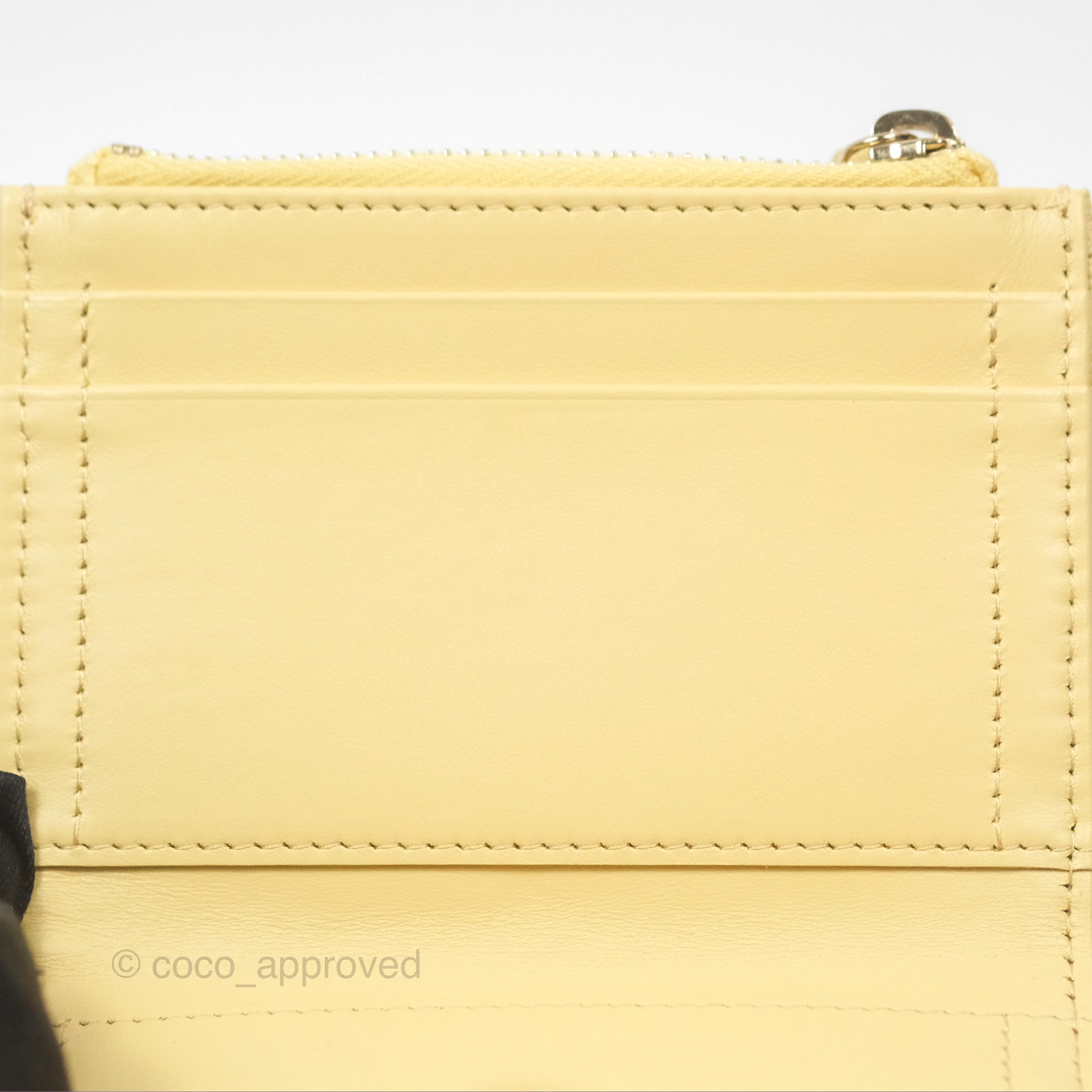 Chanel Classic Double Zip Card Holder Wallet in Yellow Caviar Leather with Gold Hardware - Perfect for Everyday Use & Luxury Gift Giving
