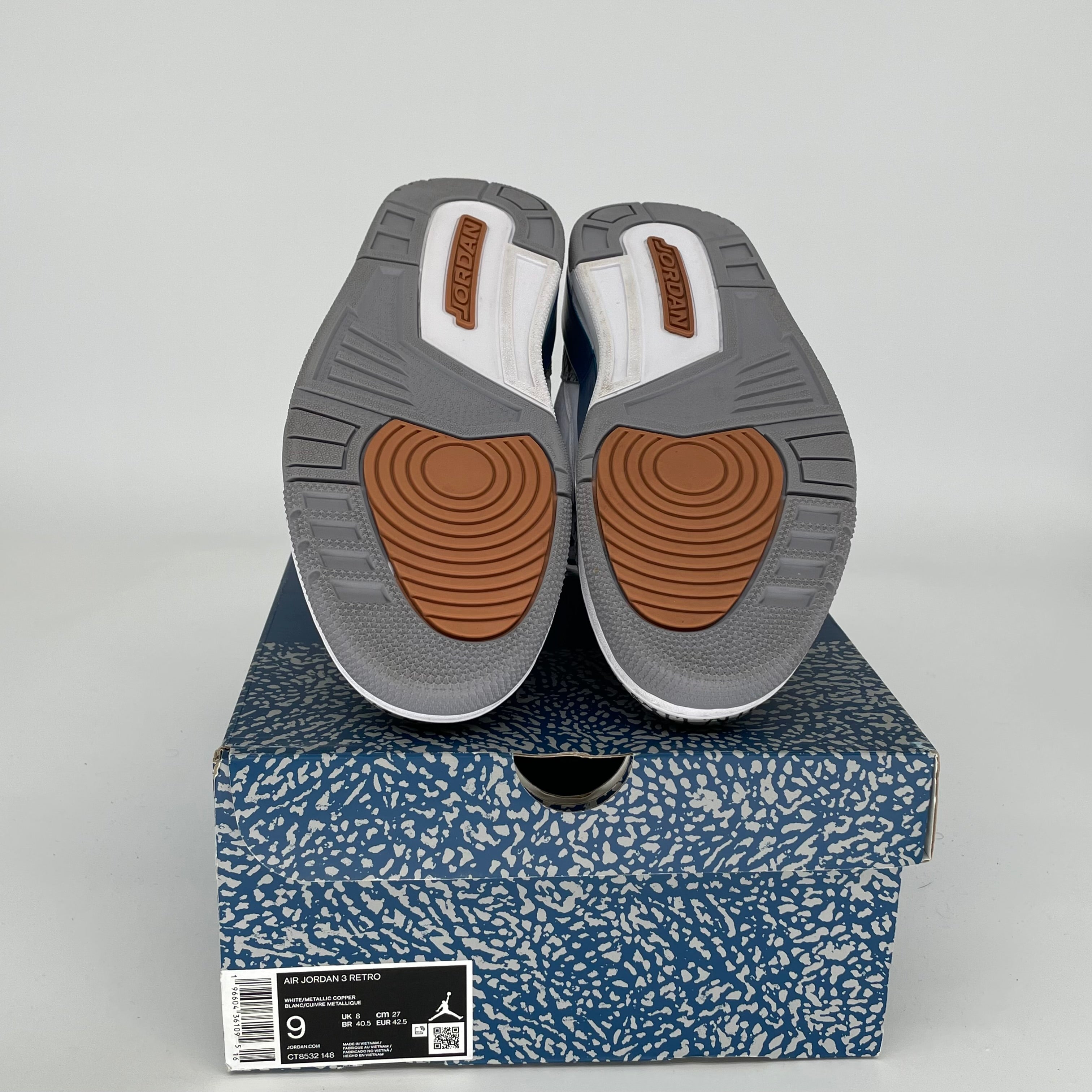Original Air Jordan 3 Retro 'Wizards' Basketball Shoes - Size 9 (CT8532-148) - Men's Sneakers for Casual Wear & Street Style