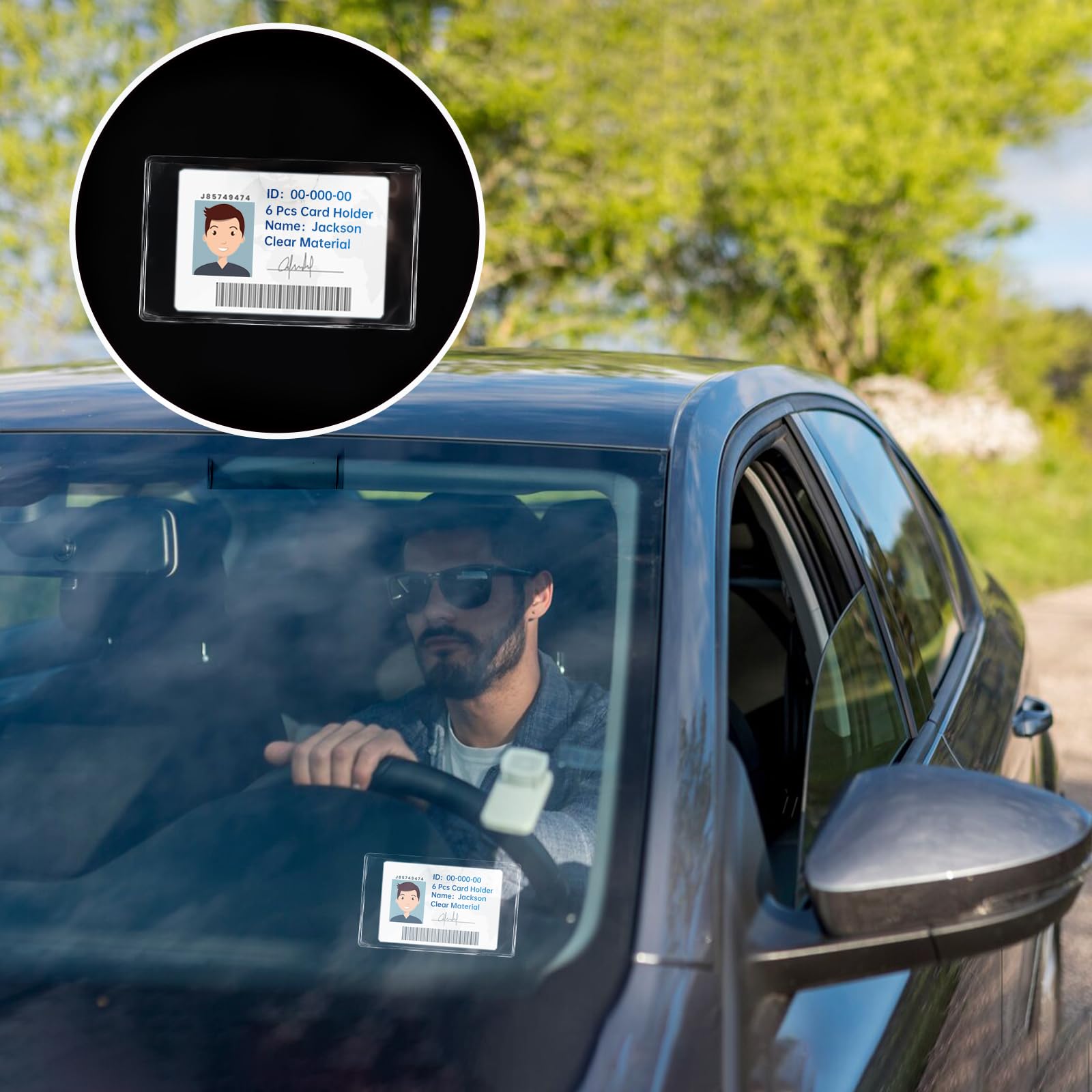 6 Pcs Clear Car Business Card Holder & Parking Pass Display - Windshield Window Organizer for Business Cards, Parking Permits, Toll Passes - Perfect for Vehicles, Offices & Commuters