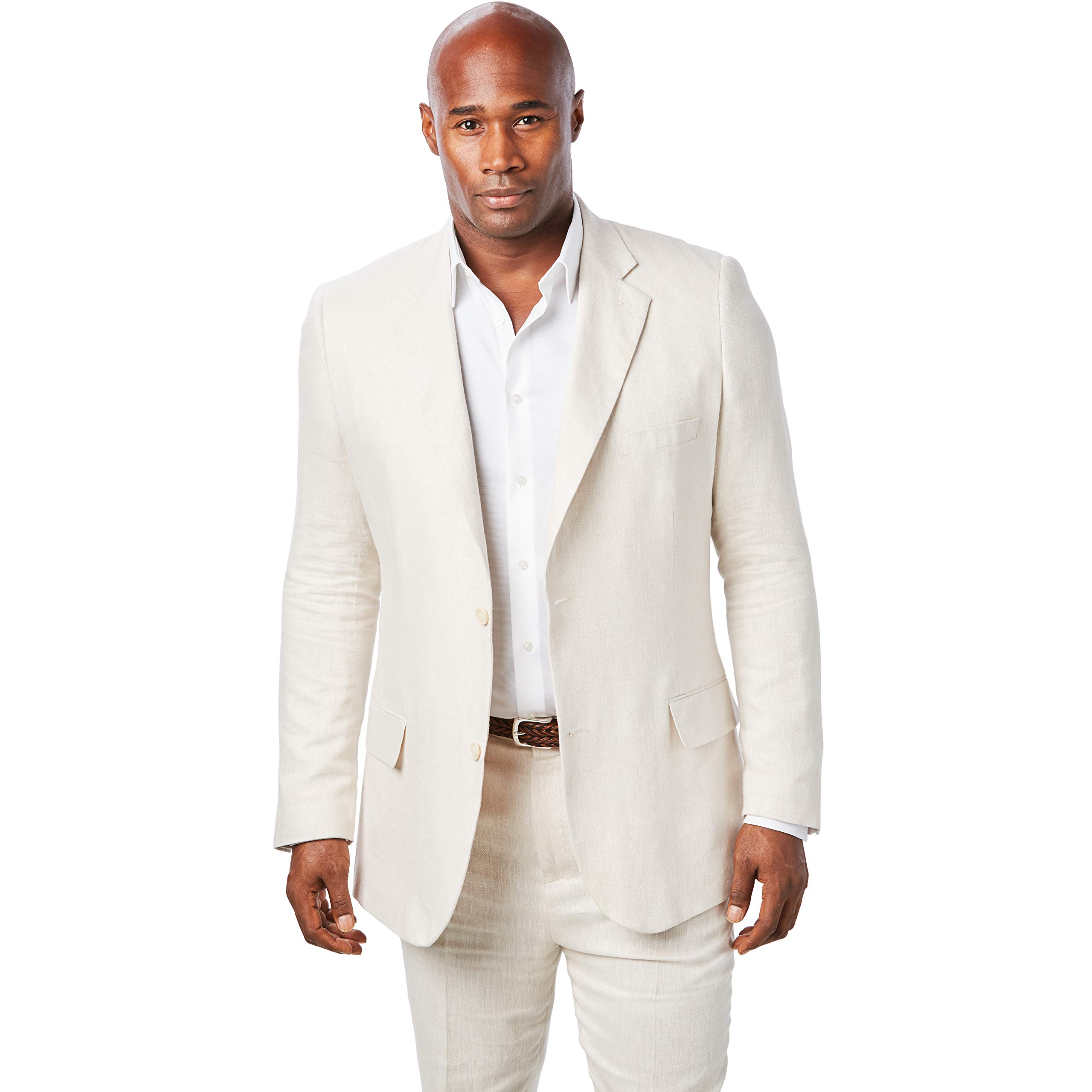 KS Island Men's Big & Tall Linen Blend Two-Button Suit Jacket - Lightweight Summer Blazer for Business Casual & Formal Occasions