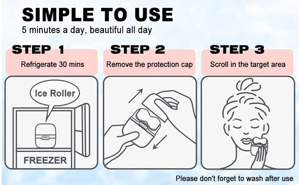 Vroxy 2-in-1 Facial Ice Roller & Massager for Skin Care, Migraine Relief, and Pain Relief - Cooling Therapy for Eyes, Face, Forehead, Arms, Shoulders, and Neck - Perfect for Home Spa, Post-Workout Recovery, and Stress Relief (1 Piece)