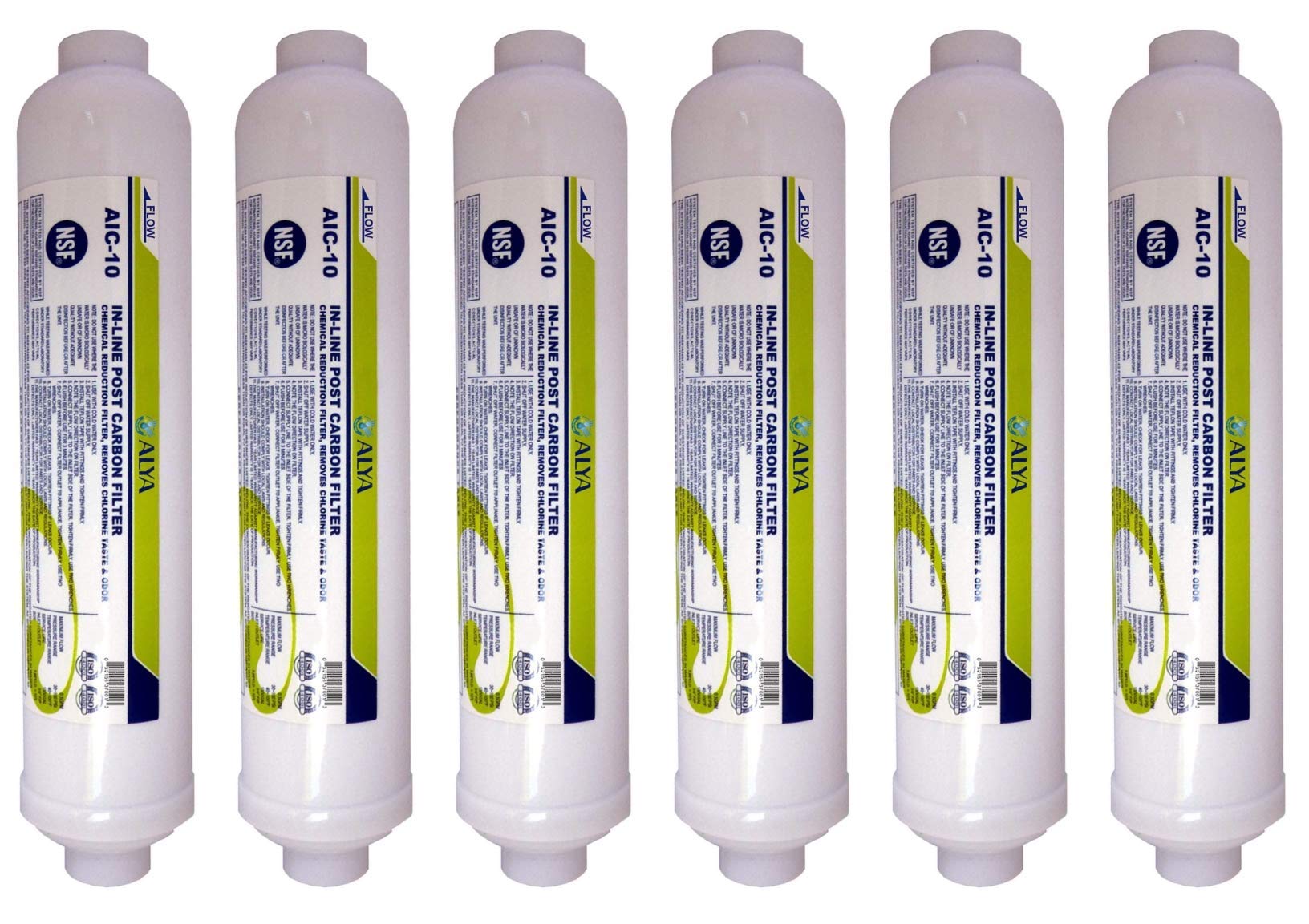 LASCO 37-1821 6-Pack Ice Maker Inline Water Filter with 1/4-Inch Compression Fittings - Silver | Replacement Filters for Refrigerators & Undercounter Ice Machines | Improves Ice Clarity & Taste