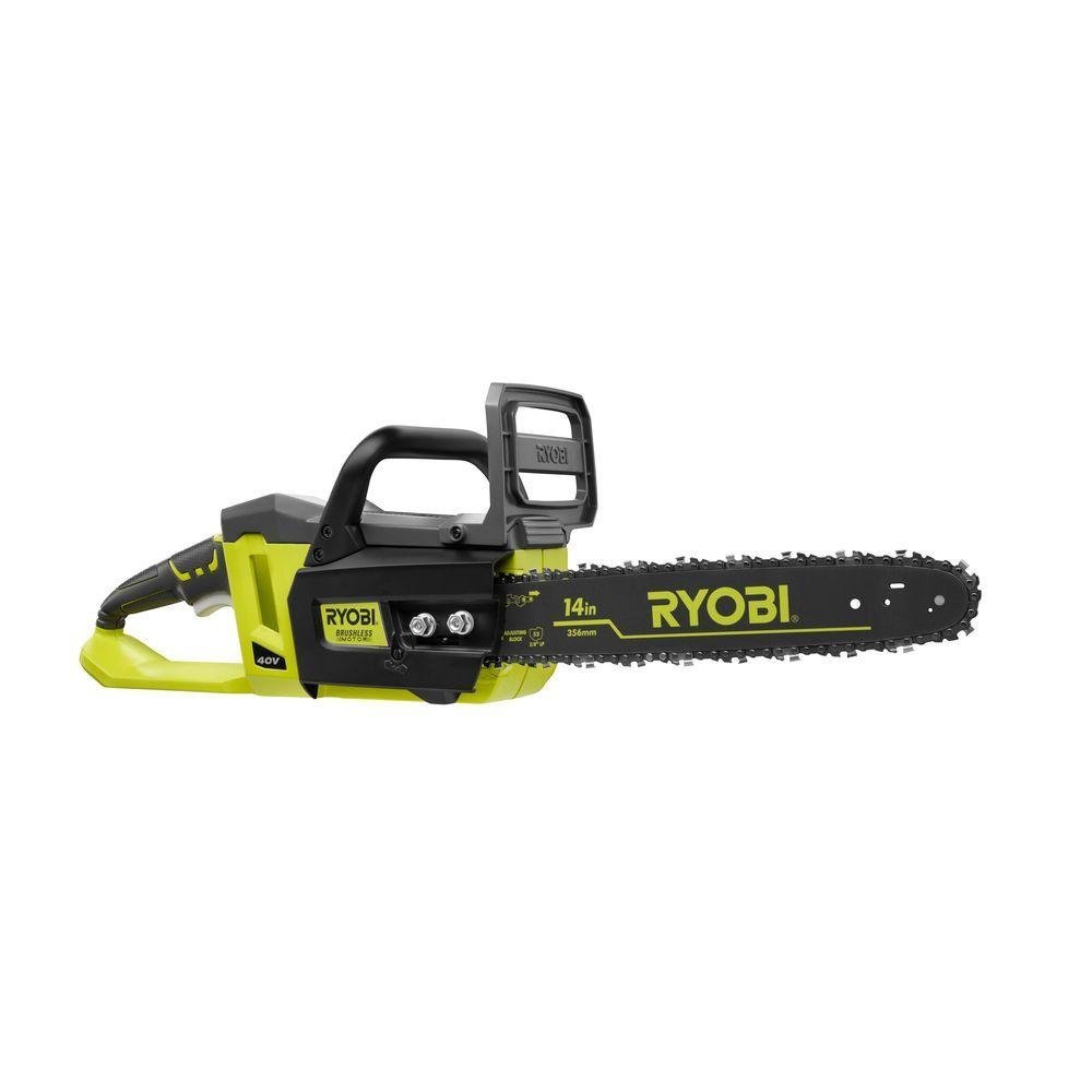 Ryobi 40V Brushless 14-Inch Cordless Chainsaw (Tool Only, No Battery/Charger) - Perfect for Tree Trimming, Firewood Cutting & Yard Maintenance