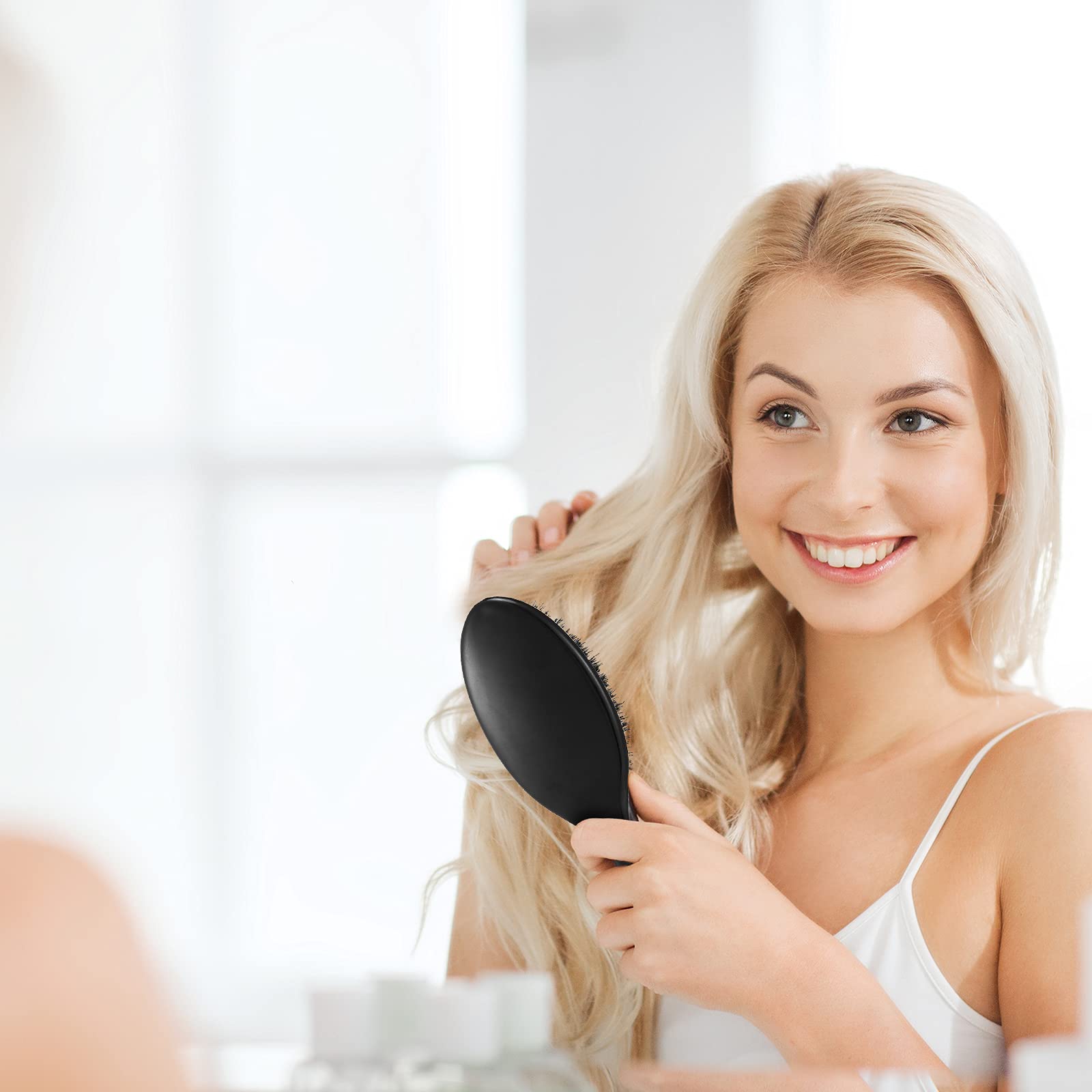 Geiserailie 2-Piece Boar Bristle Hair Brush Set with Nylon Quill - Natural Bristle Hairbrush for Women, Men & Kids - Promotes Smooth & Healthy Hair Growth - Perfect for Daily Styling, Detangling & Scalp Massage