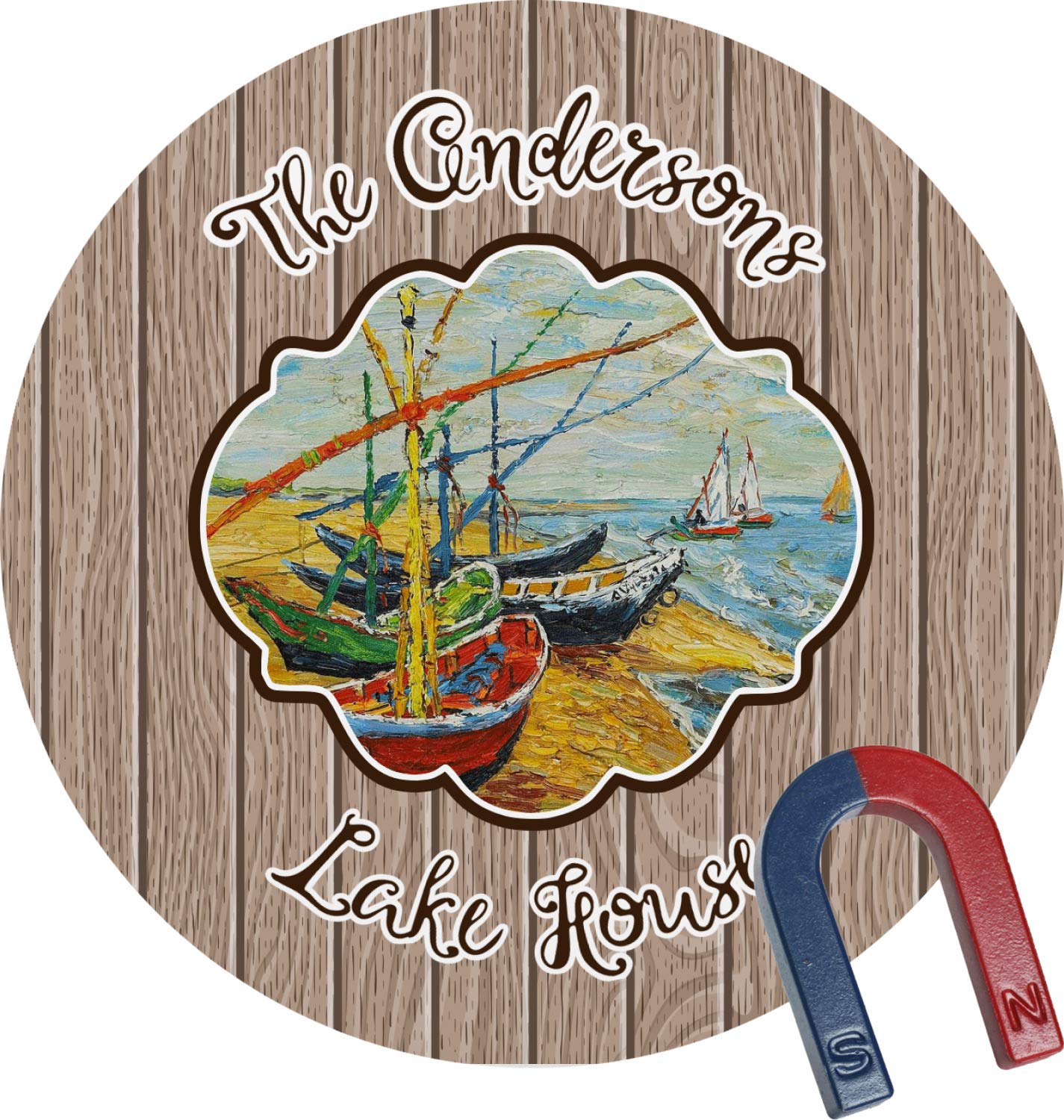 Personalized Lake House Round Fridge Magnet - Custom Photo Refrigerator Decor for Vacation Homes, Cabin Decor & Kitchen Accessories (Perfect for Gifts, Memories & Souvenirs)
