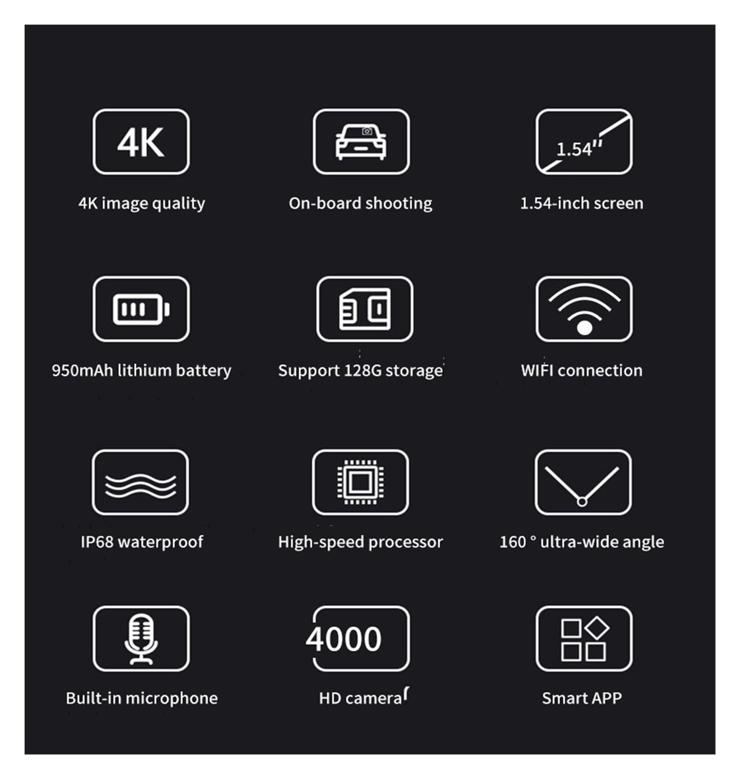 MZZYG 4K WiFi Action Camera with Remote Control, 2.0