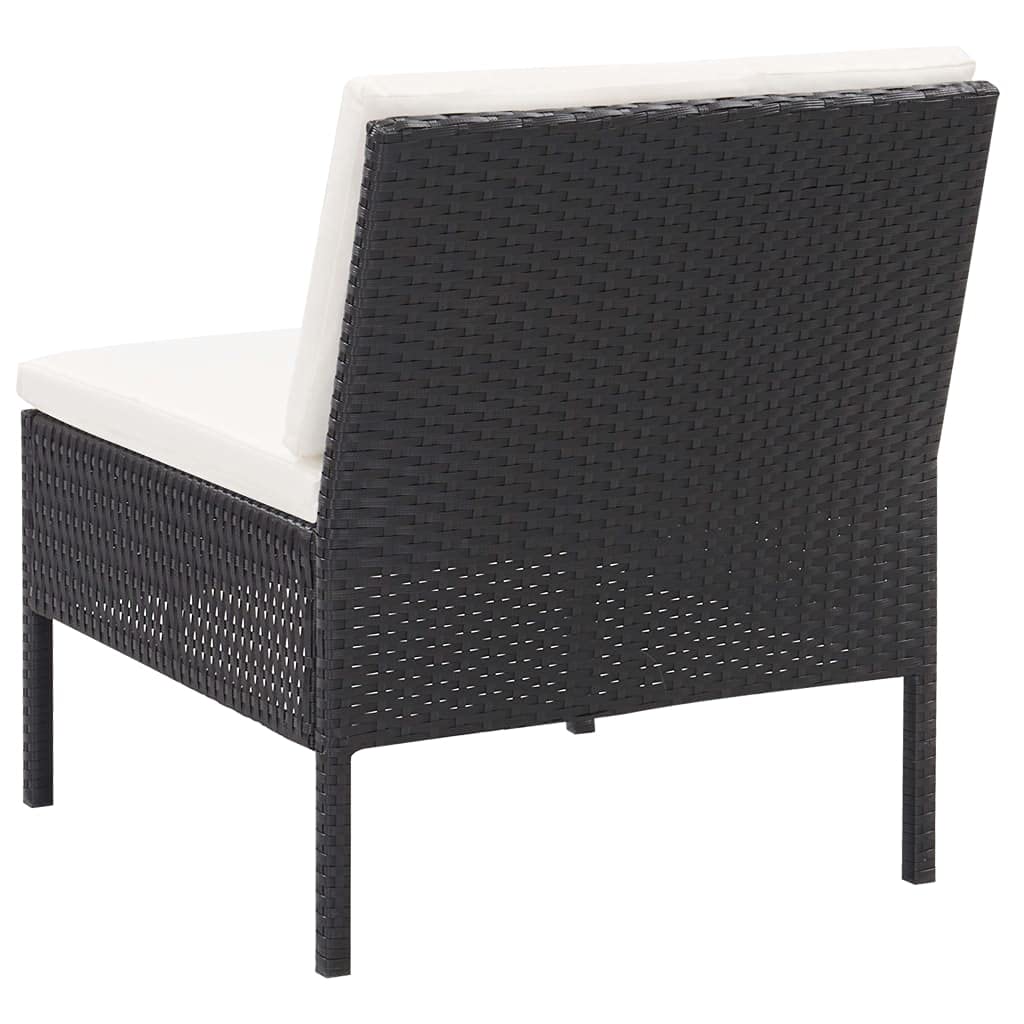 3-Piece Black Poly Rattan Garden Lounge Set with Cushions - Perfect for Patio, Backyard, Poolside & Outdoor Relaxation