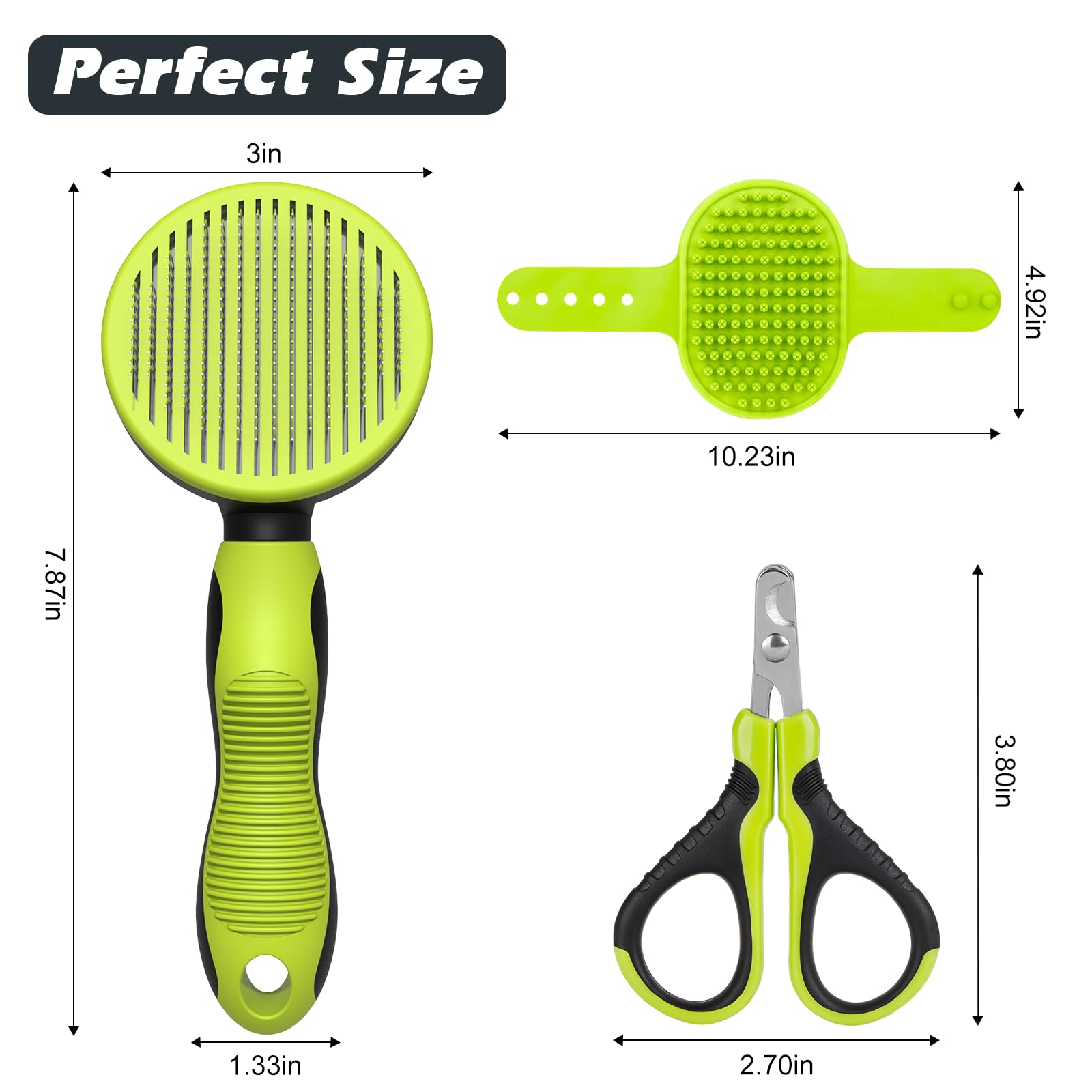 Premium 3PCS Cat Grooming Kit - Soft Bristle Brush, Nail Clipper & Bath Brush for Indoor Cats | Gentle Shedding & Grooming Tools for Long/Short Hair Cats | Perfect for Daily Care & Spa Time (Green)