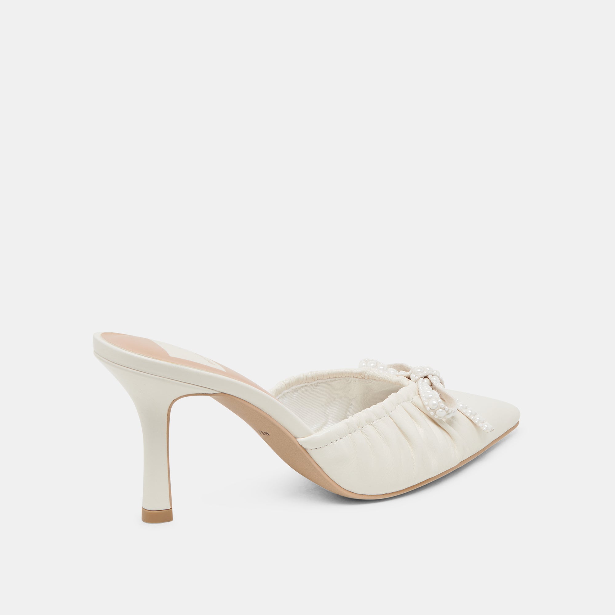 KAIRI Women's White Crinkle Patent Leather Pearl Heels - Elegant High Heel Pumps for Parties, Weddings & Evening Events