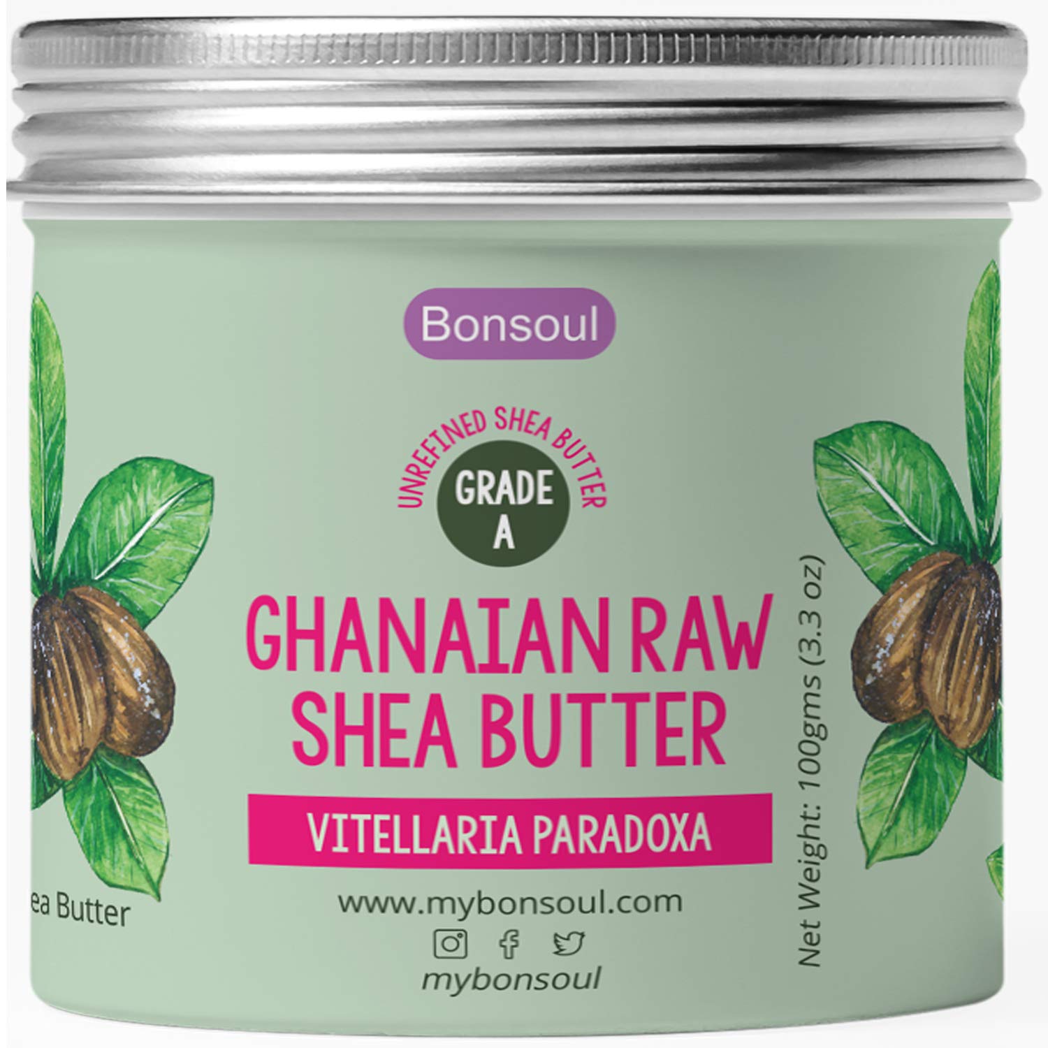 Premium Grade A Organic Ivory Shea Butter from Ghana | 100% Raw & Unrefined | Deep Moisturizing Cream for Dry Skin, Hands & Body | 100g Glass Jar | Perfect for DIY Skincare, Massage & Hair Treatments