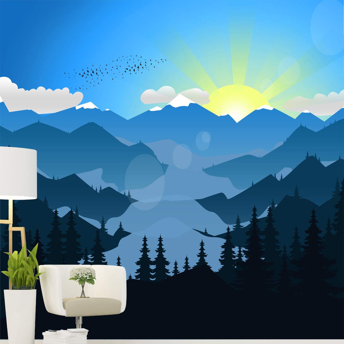 VWAQ Self-Adhesive Peel and Stick Wallpaper - Mountains Mural for Nursery, 84