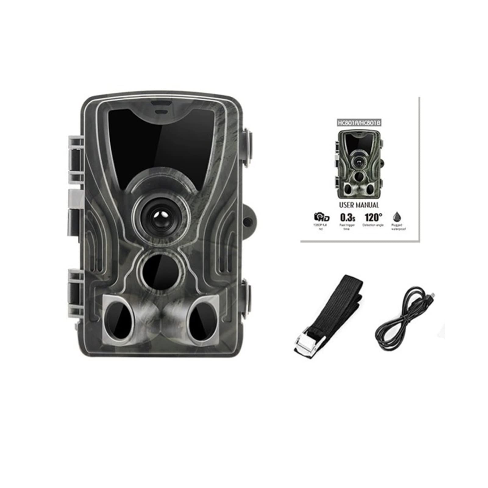 HC801A Infrared Hunting Trail Camera - Night Vision Motion Activated Wildlife Scouting Camera for Outdoor Field Tracking & Security Surveillance (Black)