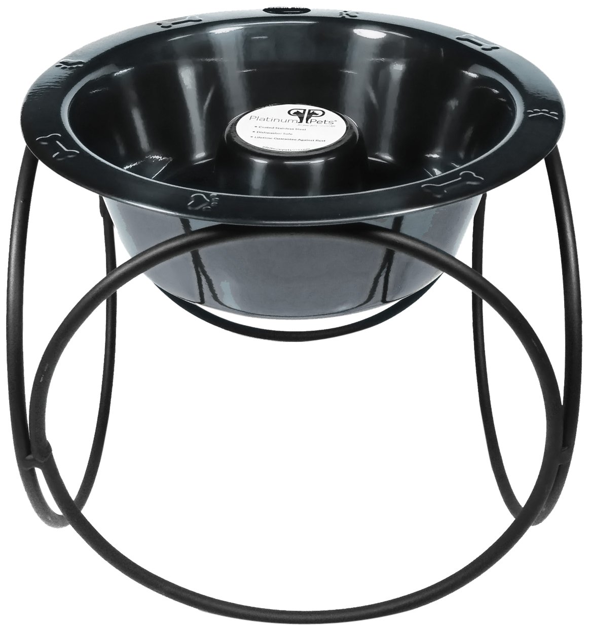 Platinum Pets Slow Feeder Dog Bowl - Stainless Steel Anti-Gulping Dish for Small & Large Dogs - Perfect for Fast Eaters & Mealtime Enrichment - Black Chrome Finish (Great for Training & Portion Control)