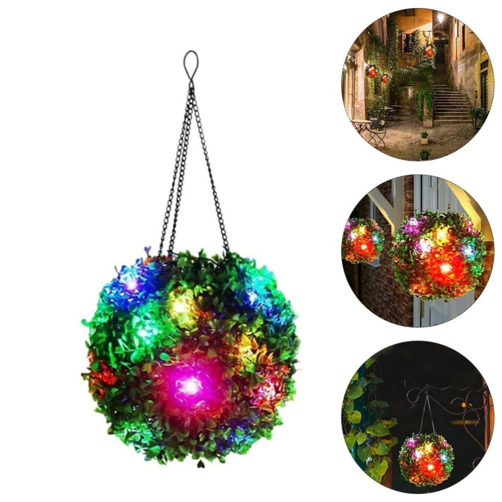 Beaupretty Solar Hanging Lights Outdoor - LED Topiary Grass Lamp with Chain Hook, Waterproof Garden Courtyard Decorative Lighting for Patio, Yard, Pathway, and Home Outdoor Decor (Set of 2)