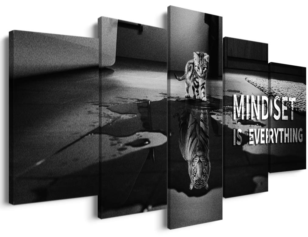YOUHONG 5-Piece Mindset Is Everything Wall Art Set - Inspirational Motivational Posters with Positive Quotes for Home & Office Decor (70''W x 40''H) - Perfect for Living Room, Bedroom, or Workspace