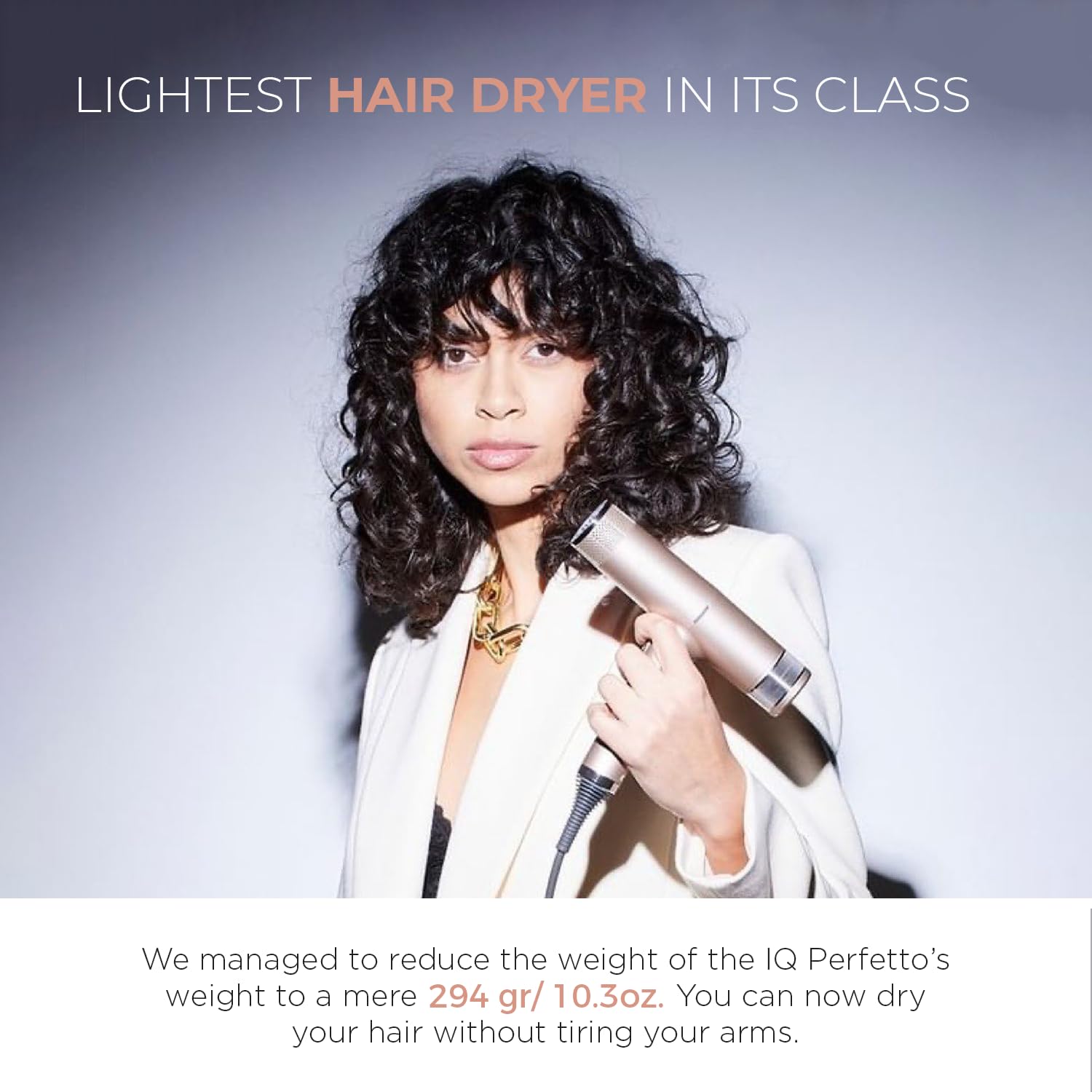 GAMA Italy Professional Hair Dryer - Lightweight 1875W Salon Blow Dryer with Diffuser & 2 Nozzles, Rose Gold (Under 1LB) for Smooth, Fast Drying at Home & Salon