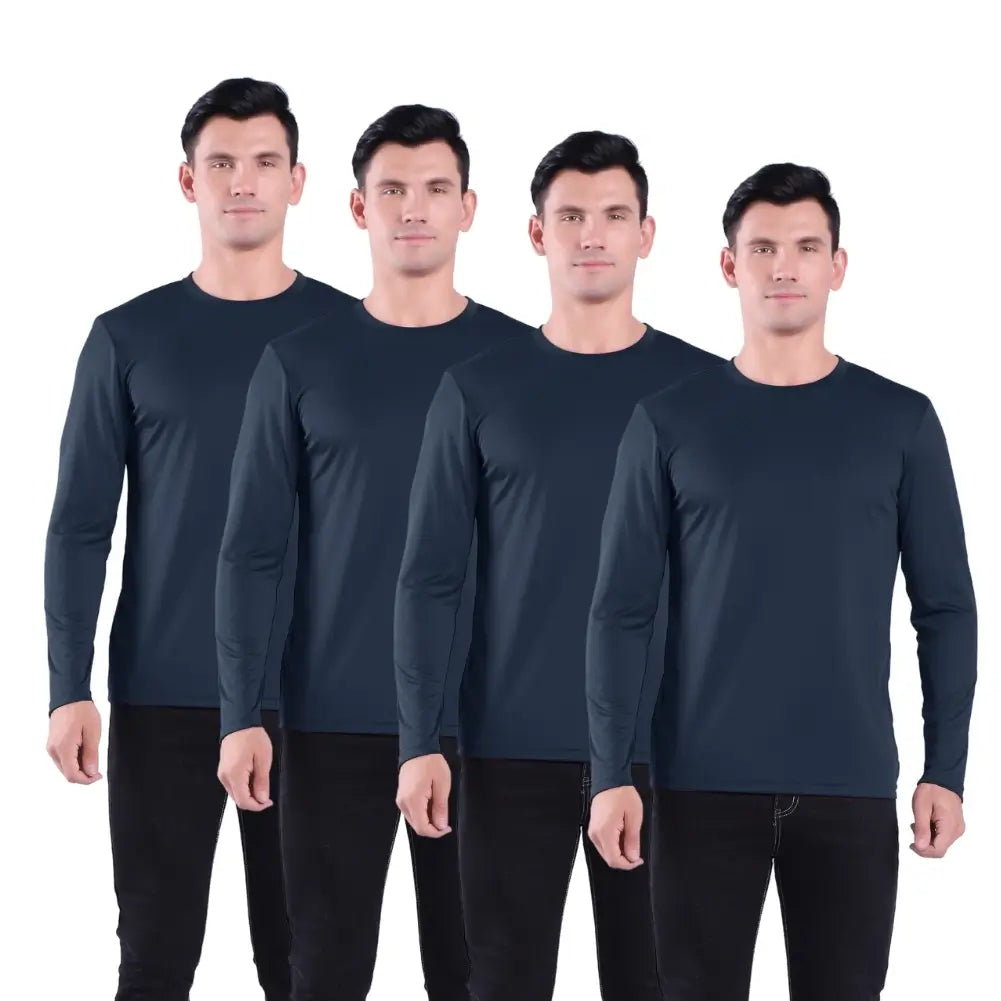 4 Pack Men's Performance Long Sleeve T-Shirts - Moisture Wicking, Quick Dry Workout Shirts for Running, Gym & Outdoor Activities