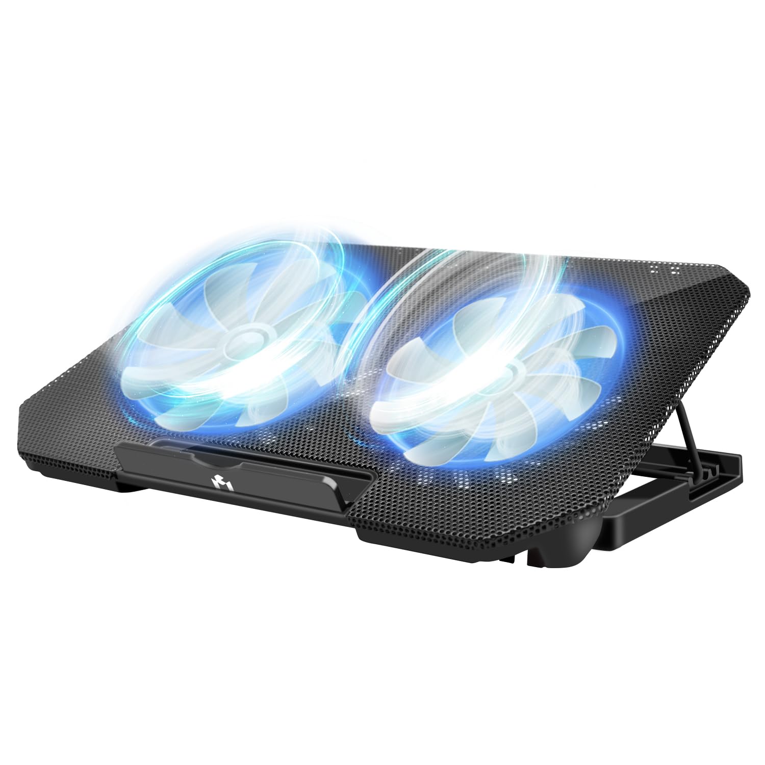 Laptop Cooling Pad with 2 Quiet Fans & LED Lights - Adjustable Speed, 5 Height Settings, Metal Mesh Design for 9-17 Inch Laptops (Black) - Perfect for Gaming, Office Work & Overheating Prevention