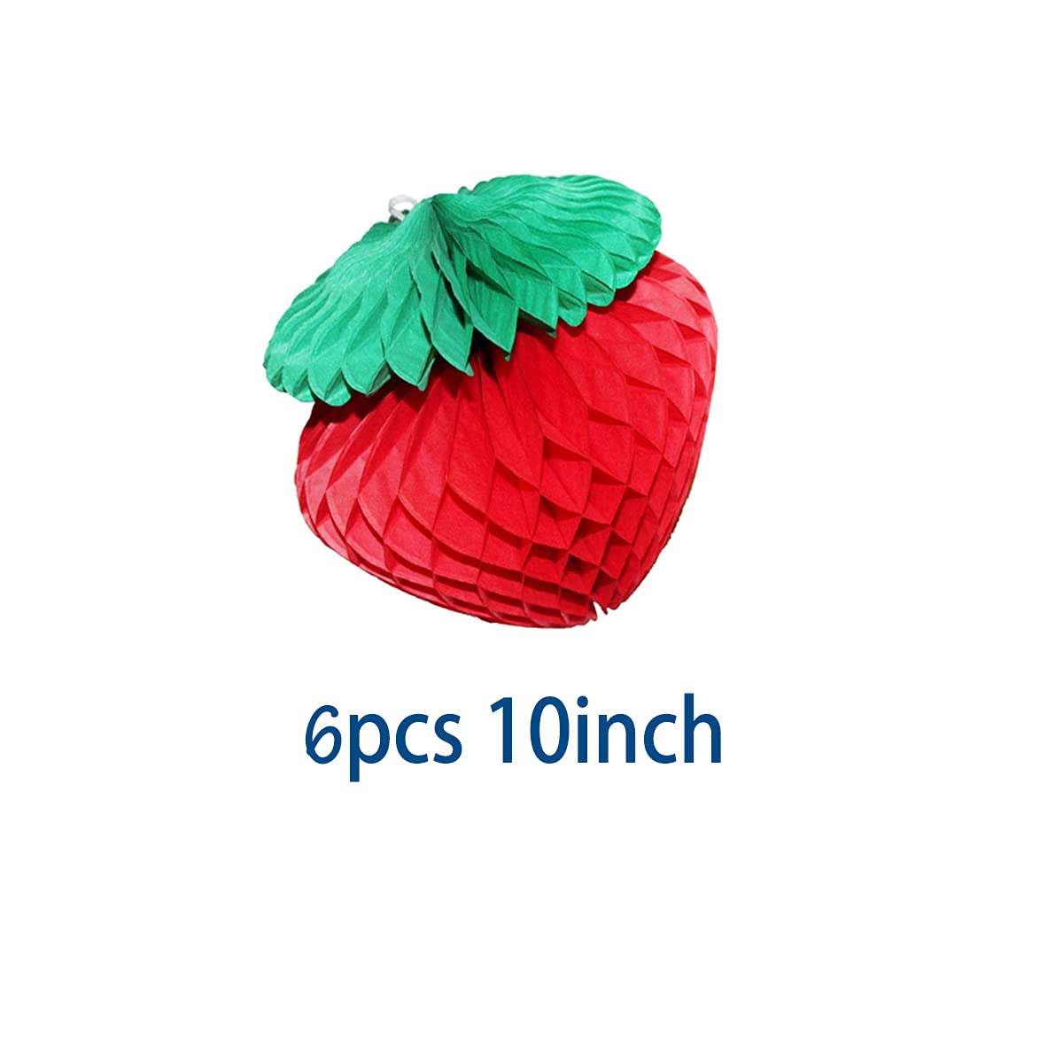 6-Pack 10-Inch Honeycomb Tissue Paper Strawberry Balls - DIY Wall Decor for Party, Wedding, Baby Shower & Home Decoration - Perfect for Birthday Celebrations, Nursery Decor and Seasonal Party Backdrops (10
