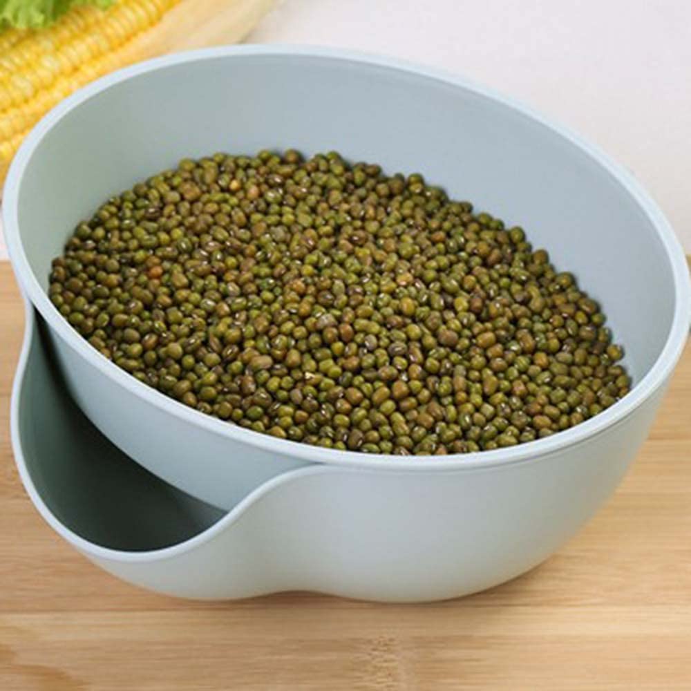 HUOFU Rotatable Double Drain Basket - Plastic Kitchen Strainer for Vegetables, Fruits & Washing - Blue Storage Basket for Efficient Draining | Perfect for Kitchen Sink, Salad Prep & Dish Drying
