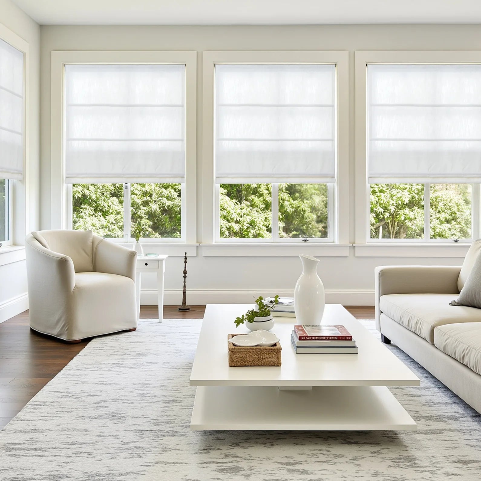 Isabella Cord Lift Cotton Roman Shade - Blackout Window Treatment for Living Room, Bedroom & Nursery - Easy Pull Cord Operation for Smooth Adjustments