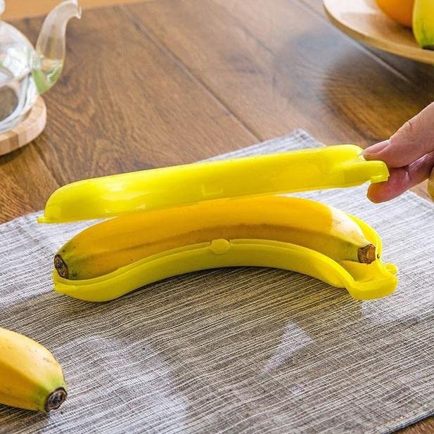 Raguso Cute Banana Storage Box - Yellow Fruit Protector Case for Lunch, Snacks & Kitchen Organization | Durable Banana Holder for Home, Office & Picnic Use