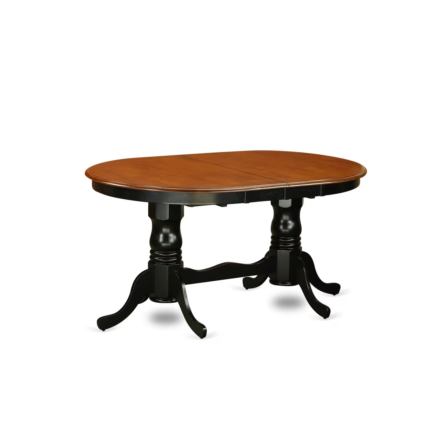 East West Furniture PLAN5-BCH-C 5-Piece Black & Cherry Dining Table Set with Butterfly Leaf Extension and 4 Linen Upholstered Chairs, 42x78 Inch - Perfect for Kitchen, Dining Room, and Small Space Entertaining