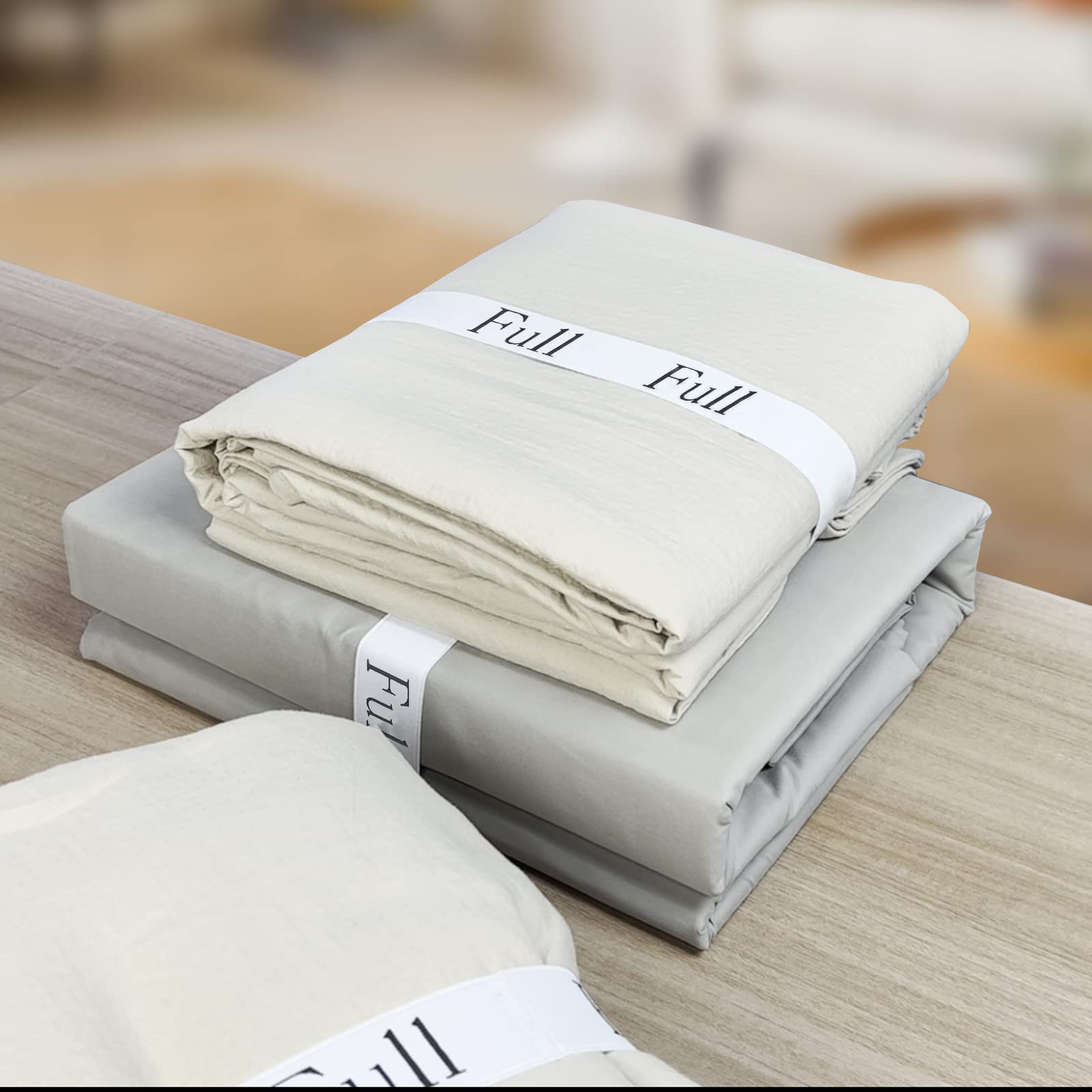 4-Piece Bed Sheet Storage Organizer Set - Closet Organization for Full Size Sheets with Linen Labels - Perfect for Home, Dorm & Travel Organization