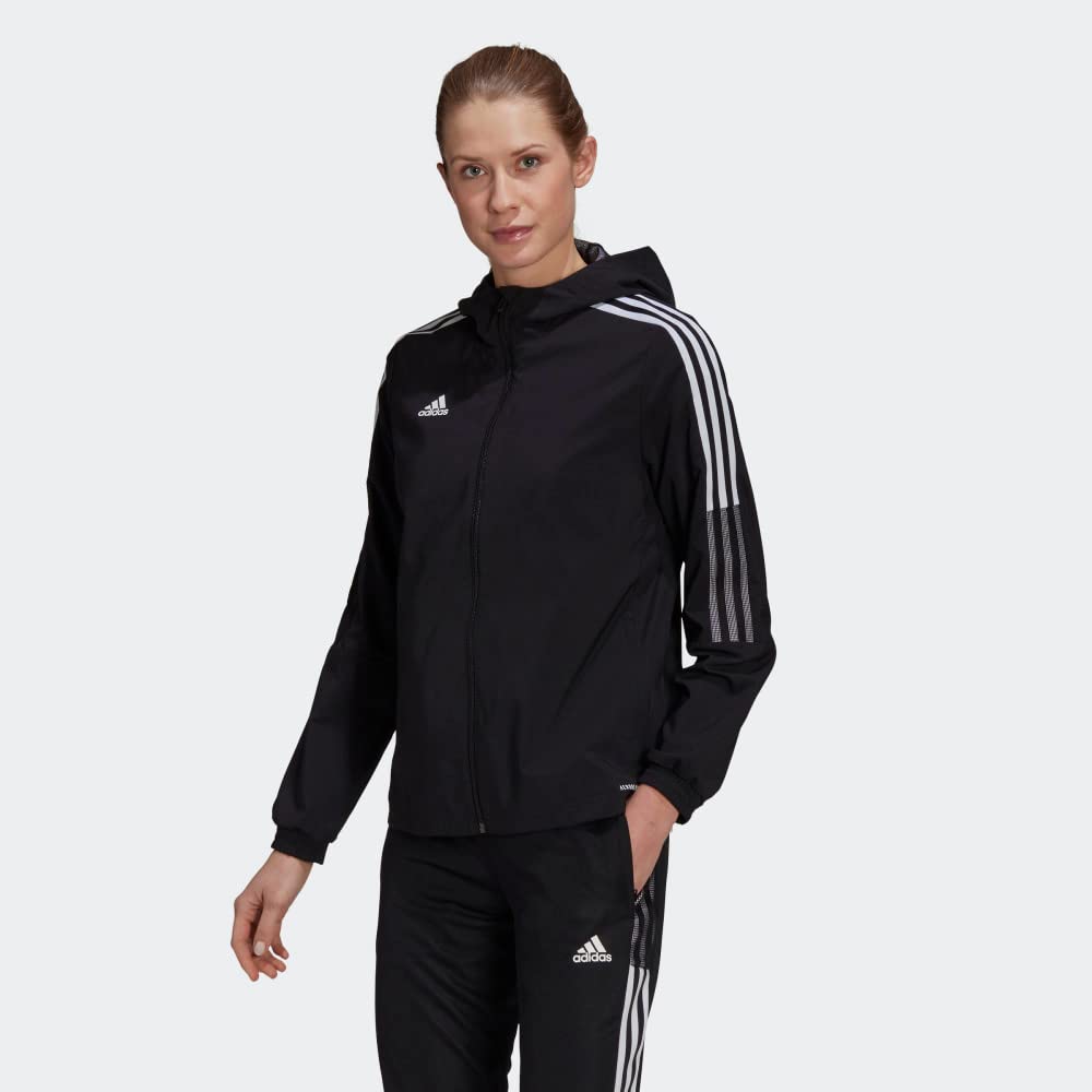 Adidas Women's Tiro 21 Windbreaker Jacket - Lightweight Water-Resistant Running Jacket for Outdoor Sports & Casual Wear