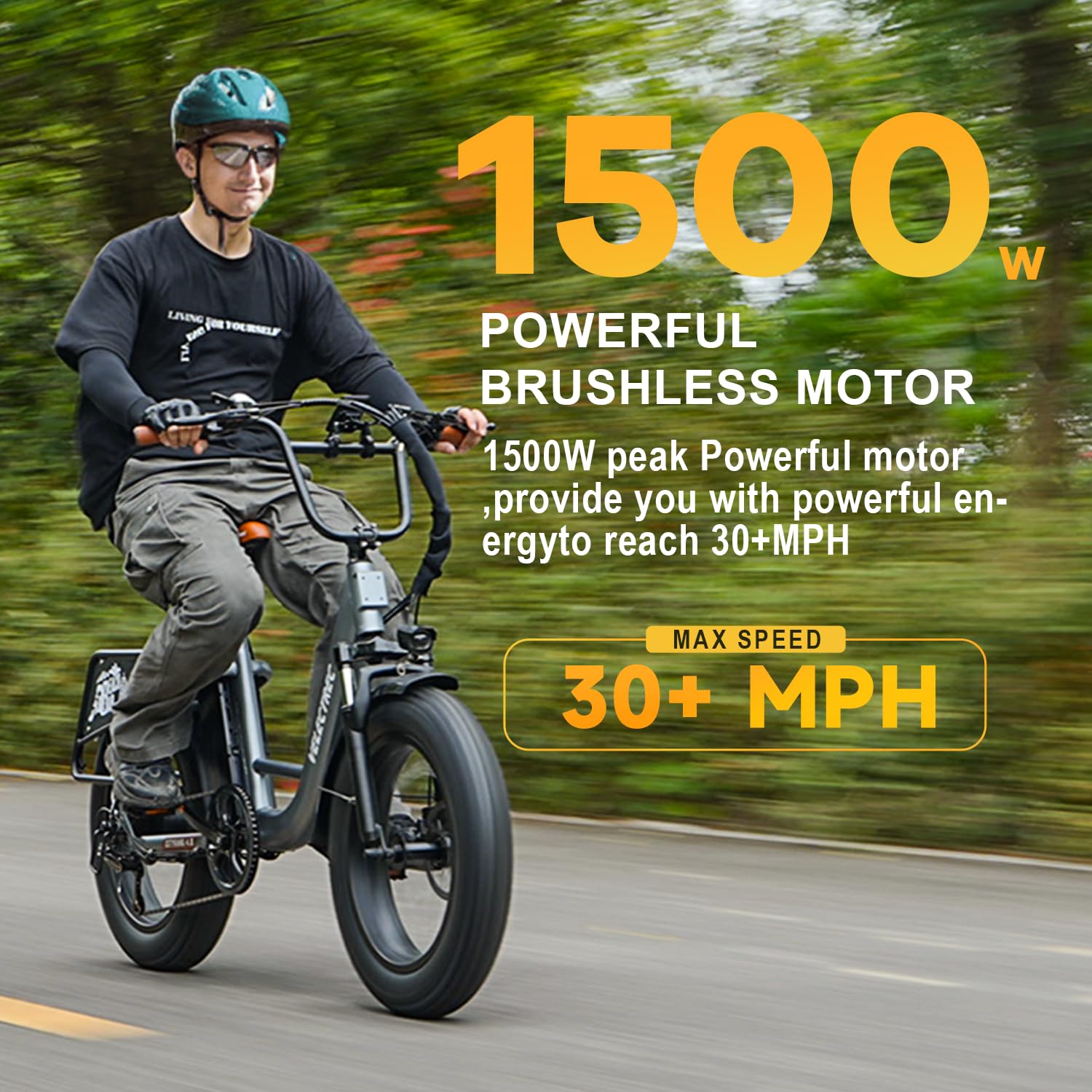 1500W Peak Electric Bike for Adults - 48V 20Ah Removable Battery, 70 Miles Range & 30MPH Speed - 20