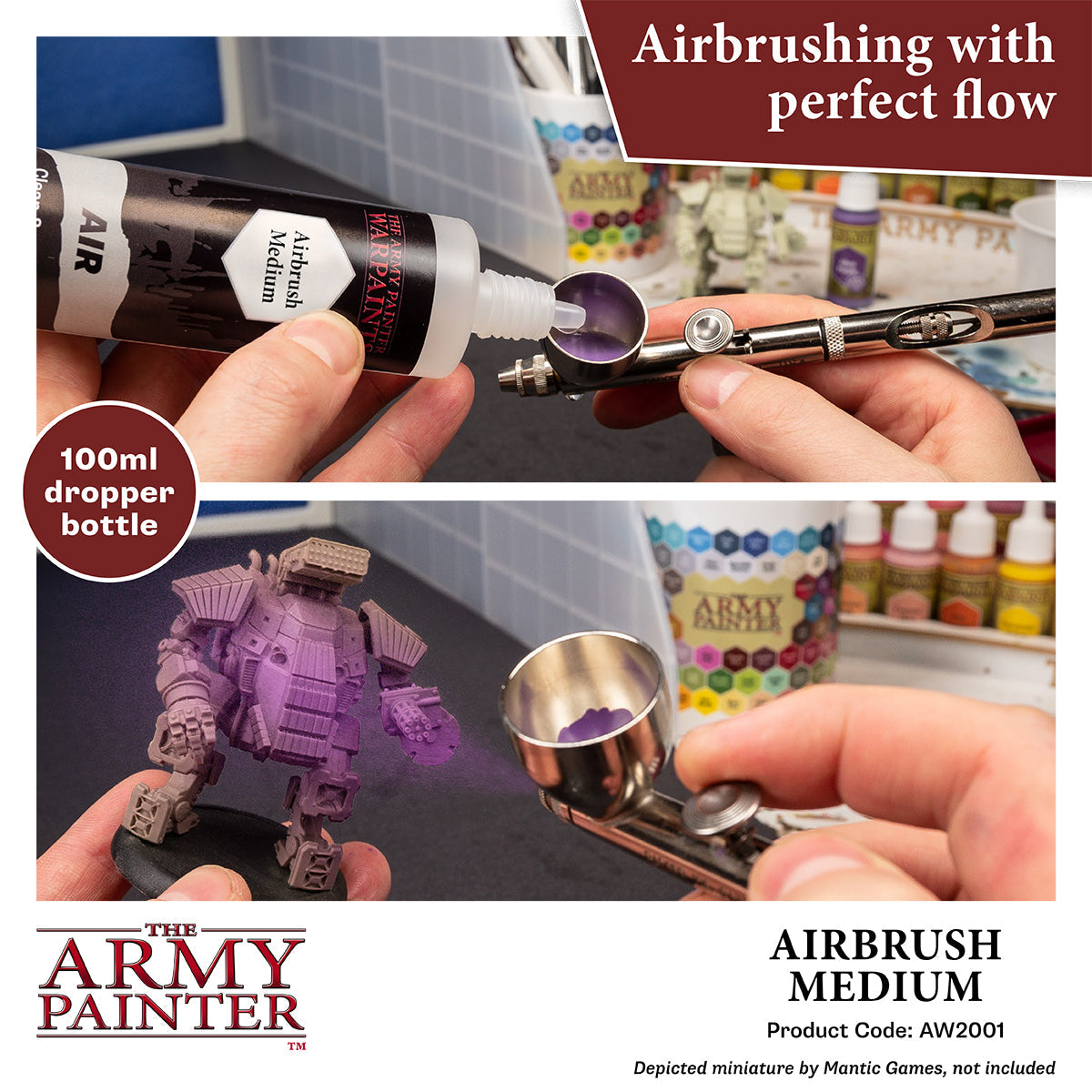 Professional Airbrush Medium - 100ml for Fine Art & Model Painting - Perfect for Acrylics, Watercolors & Miniatures