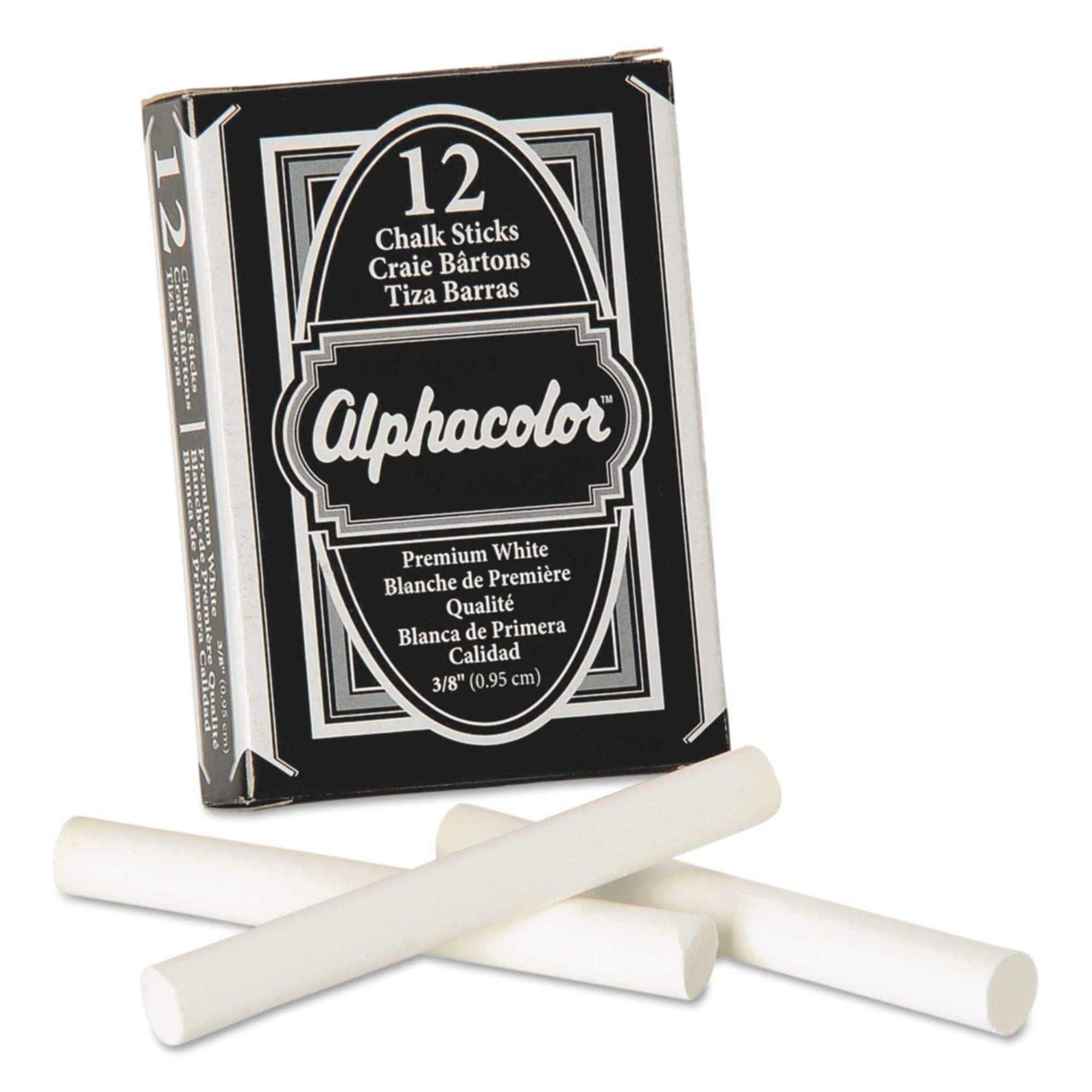 Quartet QRT314005 White Chalk - 12 Pack for Classroom, Office & Home Use - Alpha Chalk for Blackboards, Chalkboards & Sidewalks