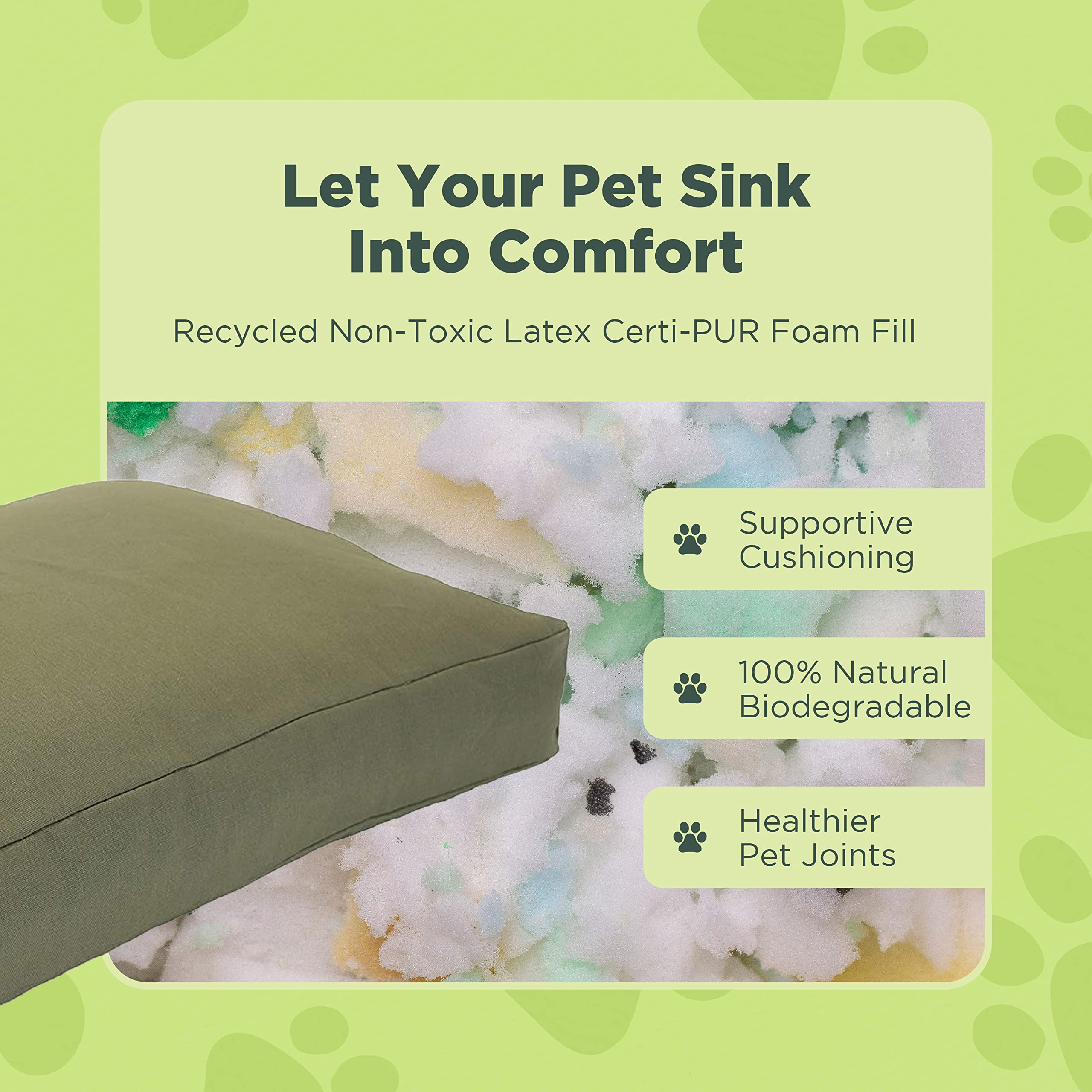 XX-Large 54 x 36 x 6 Inch Premium Organic Hemp Dog Bed with CertiPUR Fill & Removable Cover - Blueberry Color - Perfect for Large Breed Dogs in Living Room or Bedroom